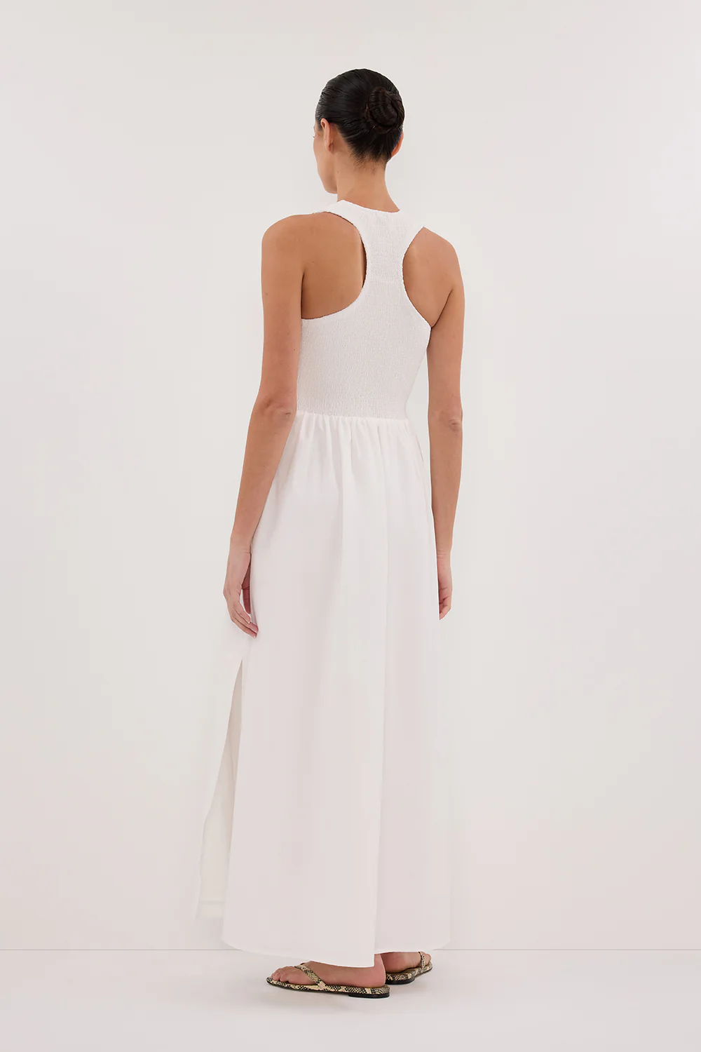 FLORENCE WHITE SLEEVELESS COTTON MIDI DRESS - Image 4