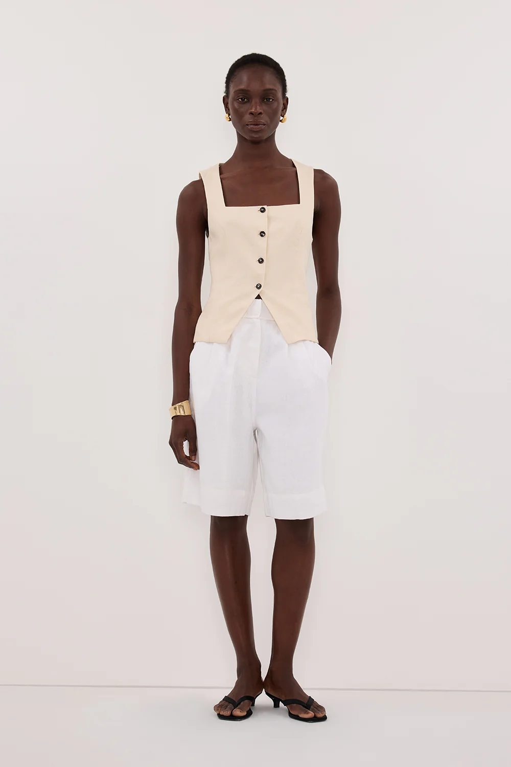 FRAN SANDSTONE LINEN VEST