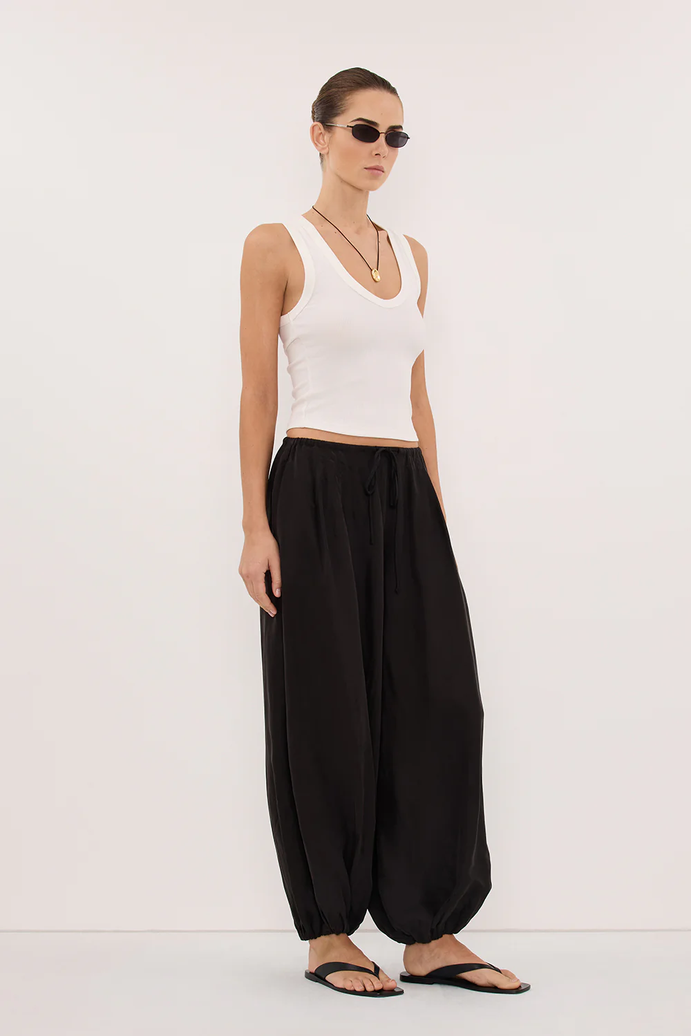 FRANCIS BLACK CUPRO BALLOON PANT - Image 3