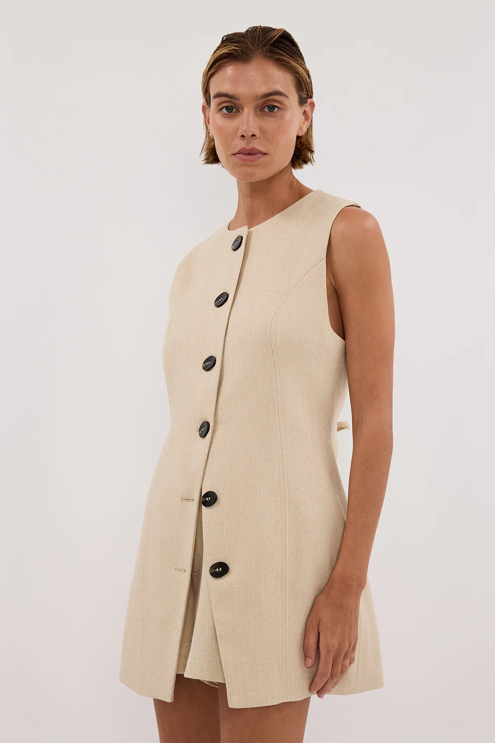 FRANKIE OAT TWEED TUNIC VEST - Image 2