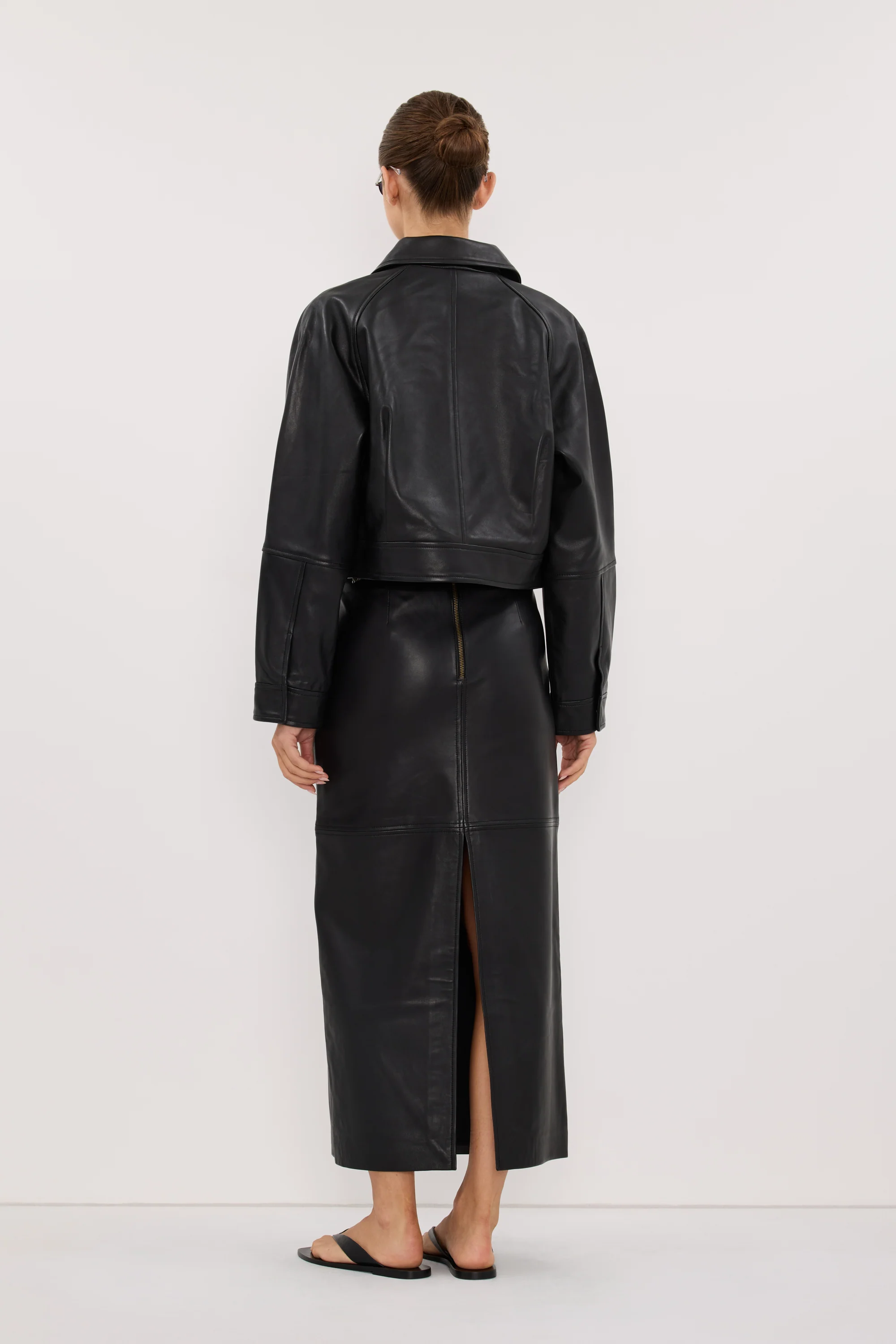 FREYA BLACK CROPPED LEATHER JACKET - Image 5