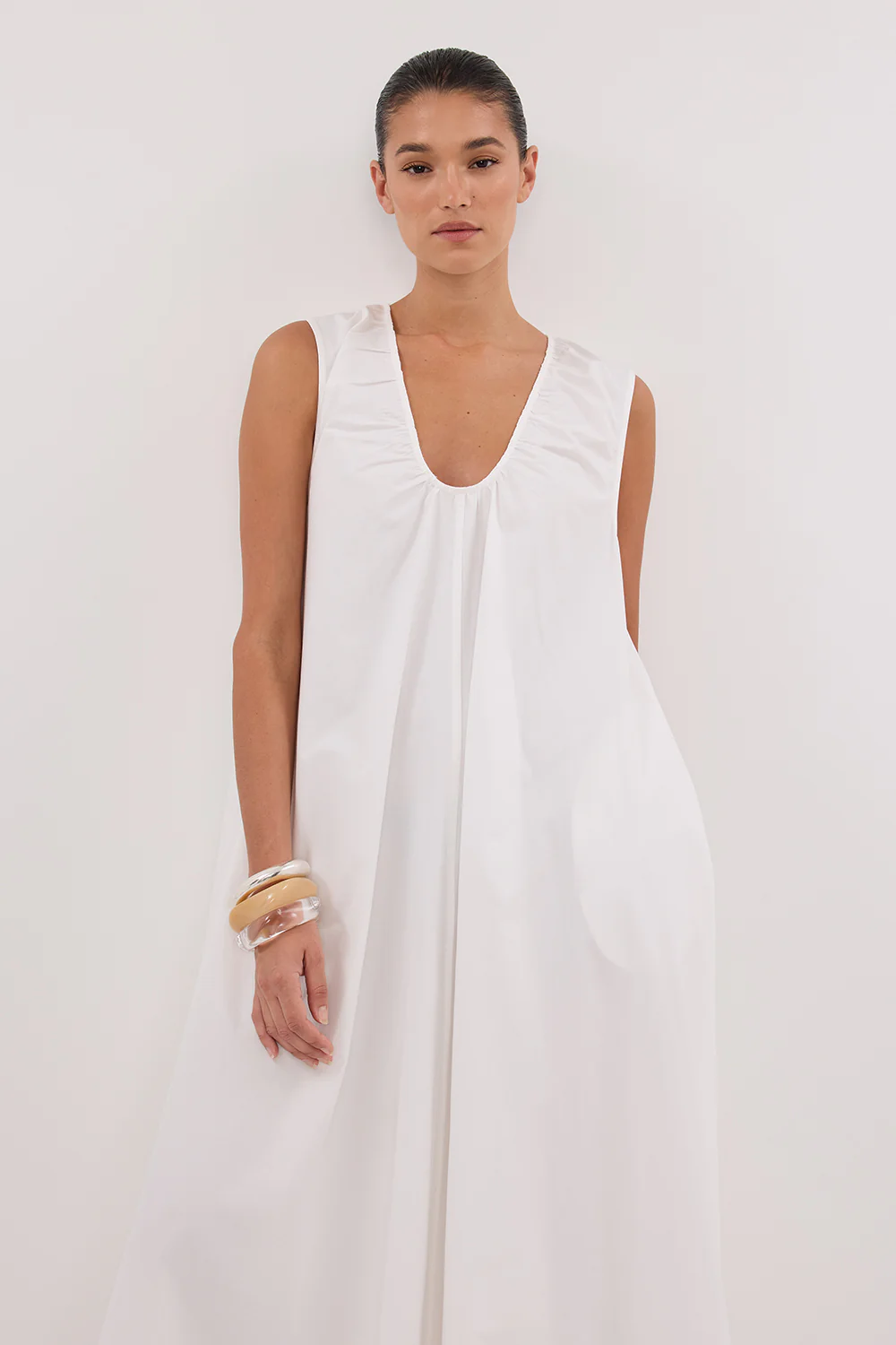 GABBY WHITE OVERSIZED COTTON MIDI DRESS - Image 2