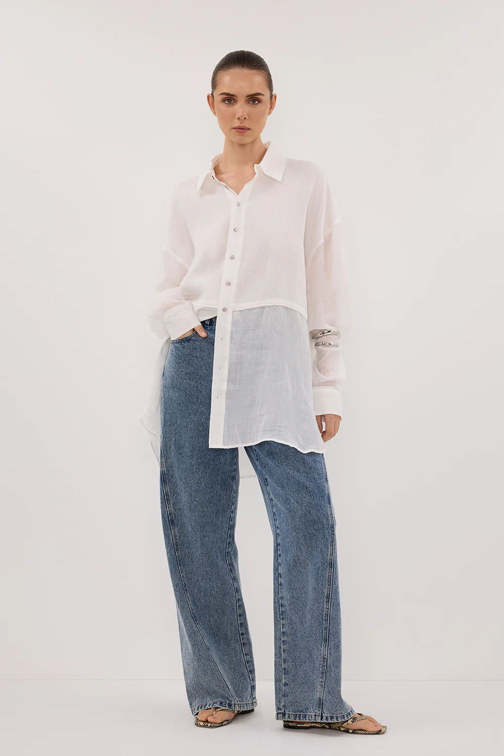 GIGI WHITE RAMIE LONG SLEEVE SHIRT