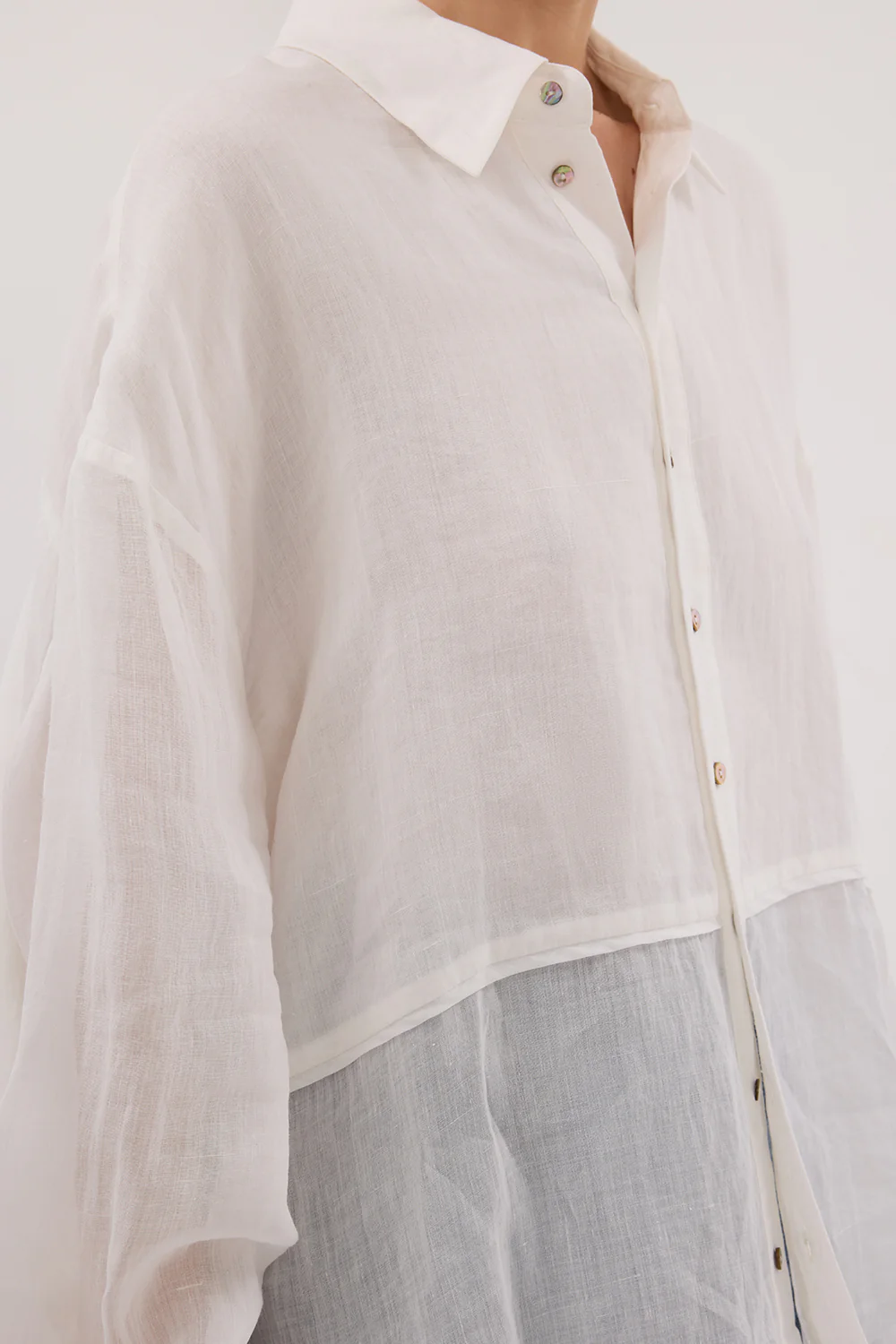 GIGI WHITE RAMIE LONG SLEEVE SHIRT - Image 5