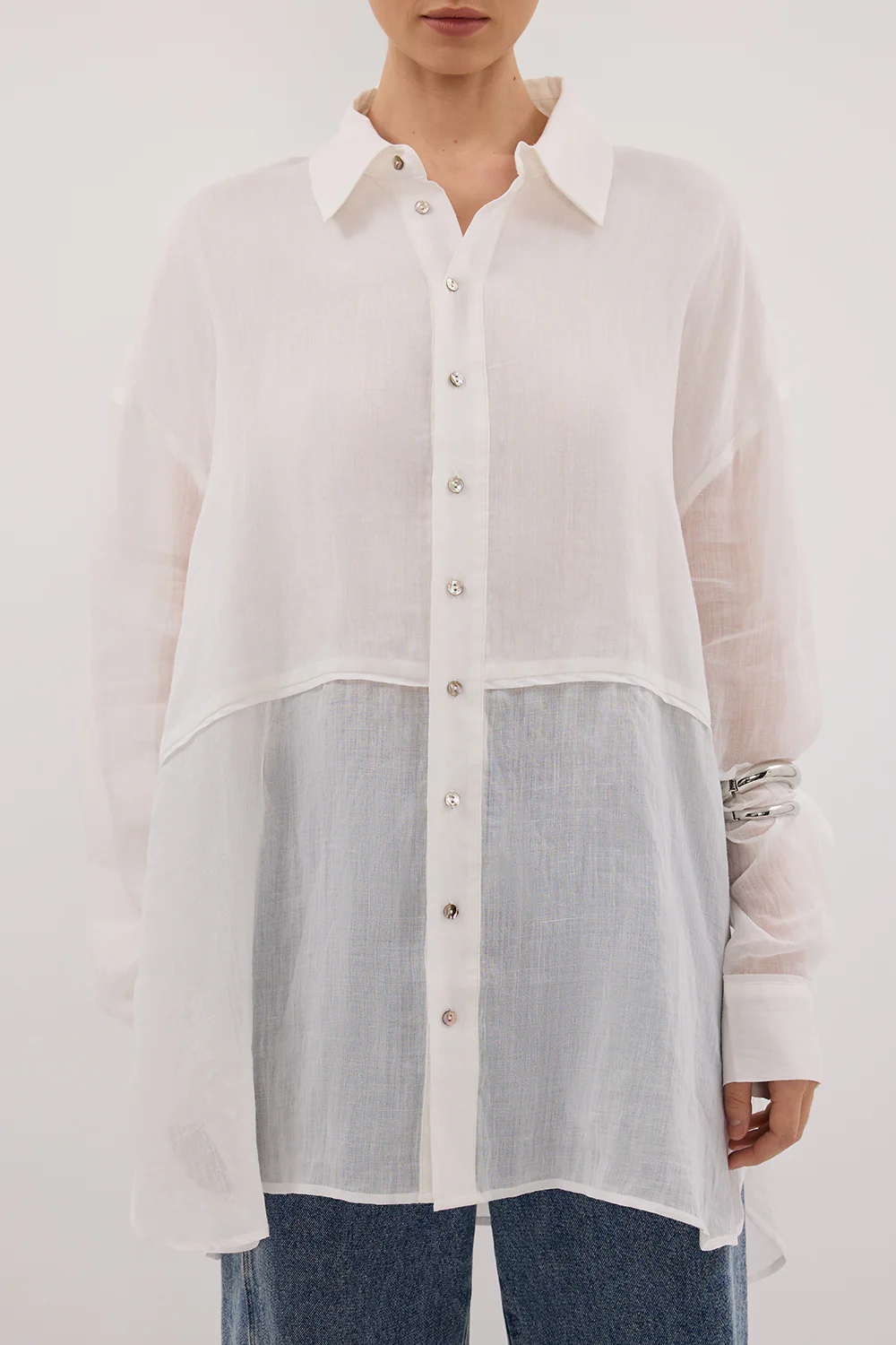 GIGI WHITE RAMIE LONG SLEEVE SHIRT - Image 6