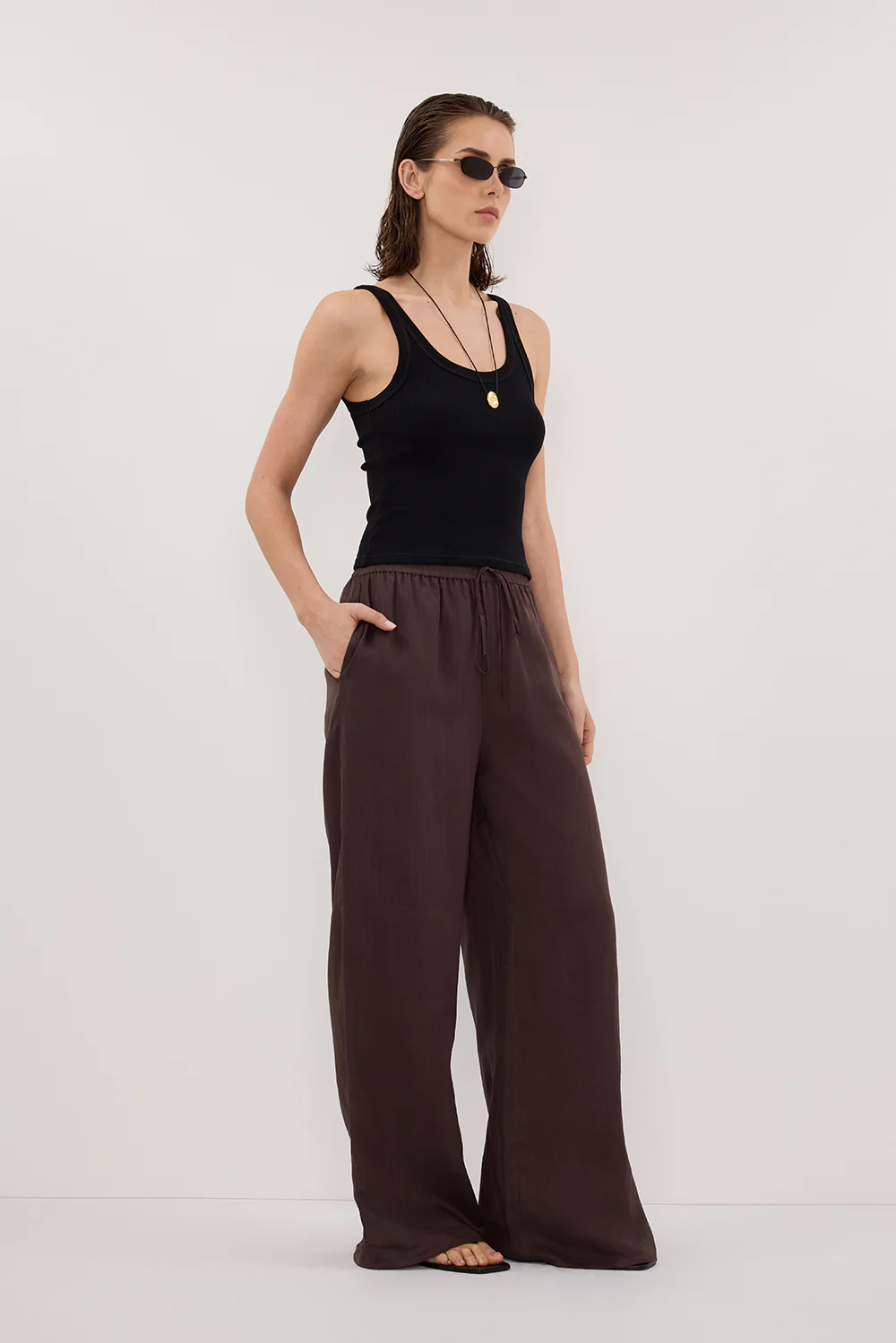 GINNY DARK CHOC RAMIE PANT - Image 3