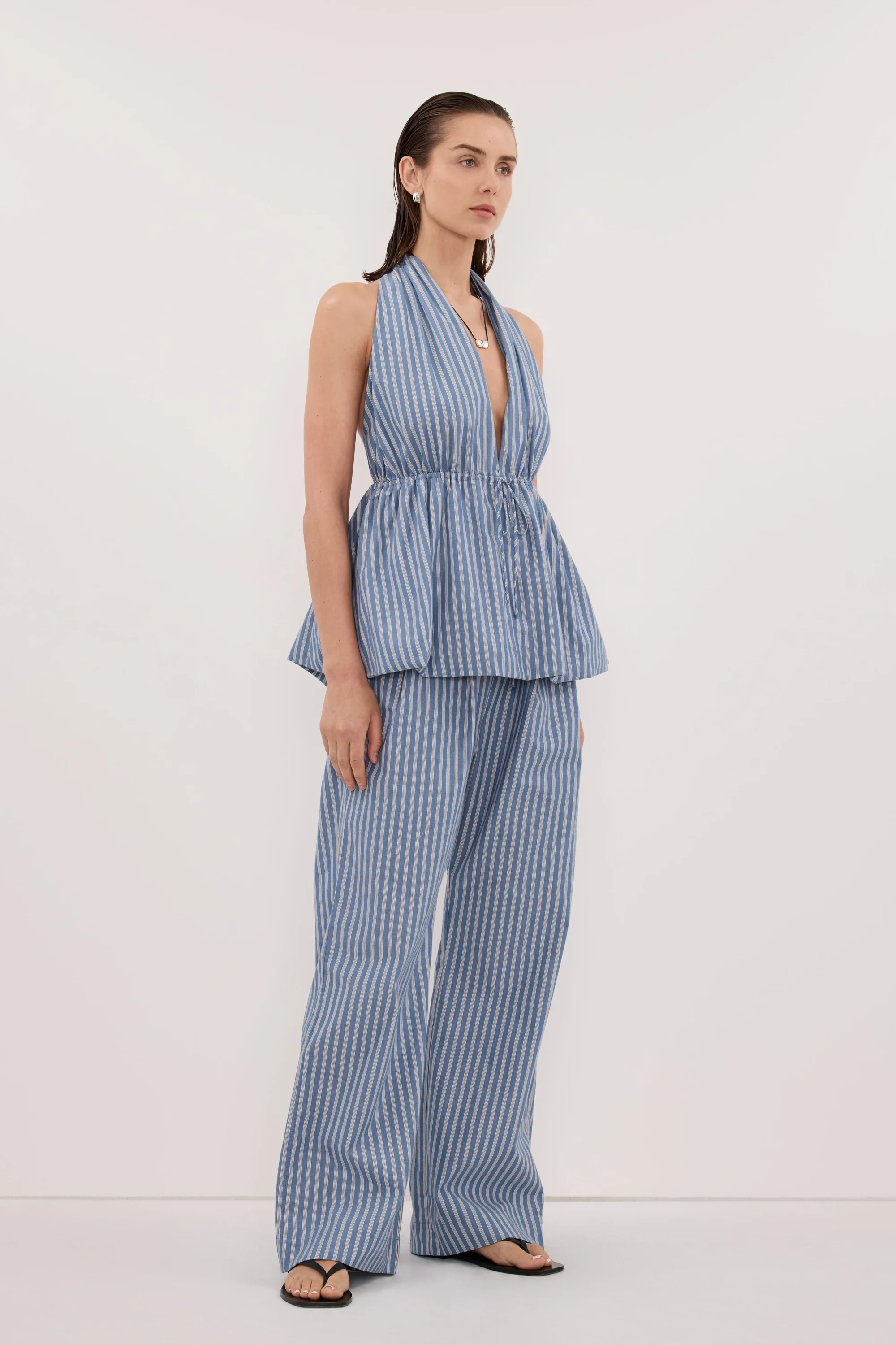 GRACIE BLUE STRIPE DRAWSTRING PANT - Image 4