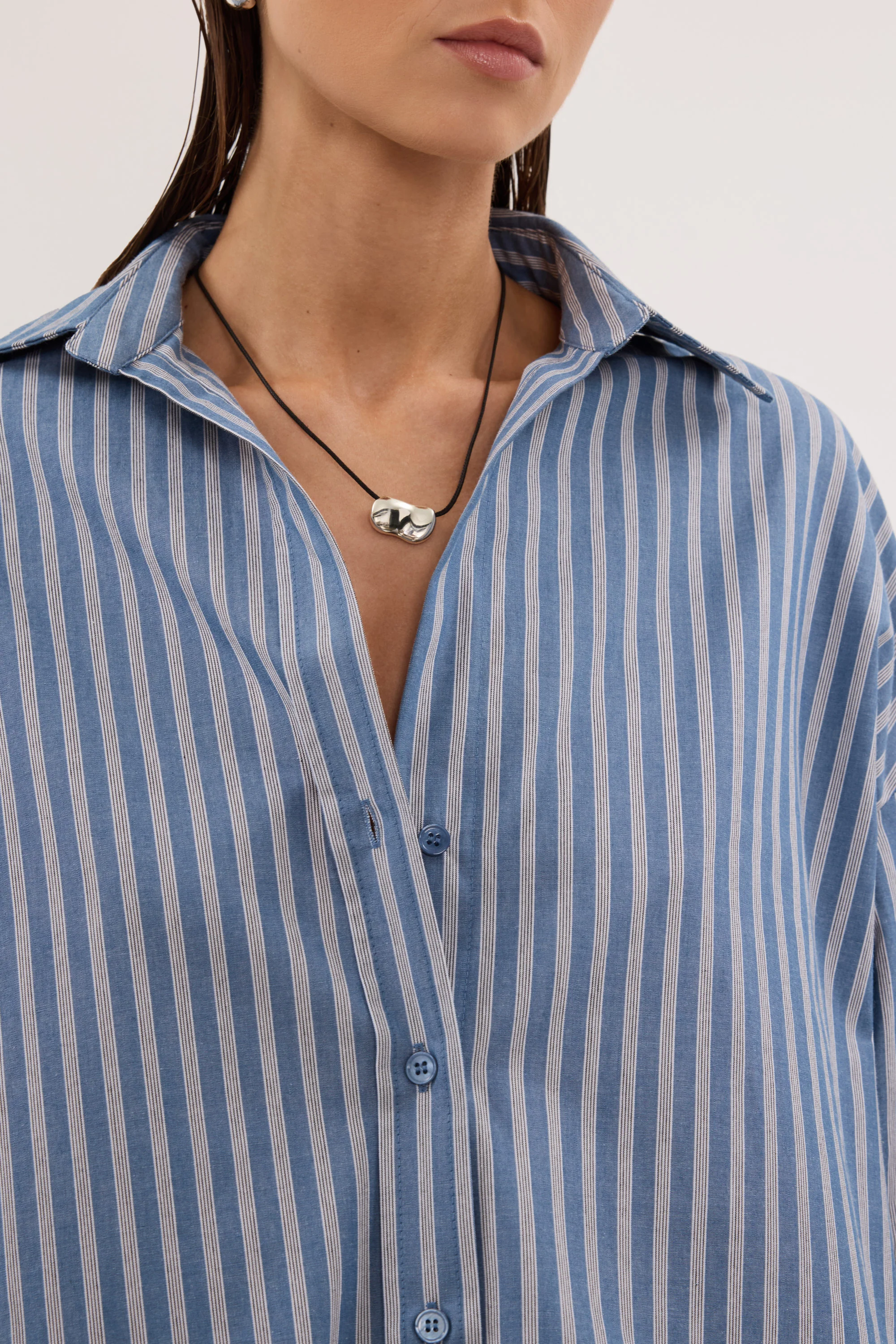 GRACIE LONG SLEEVE BLUE STRIPE SHIRT - Image 5