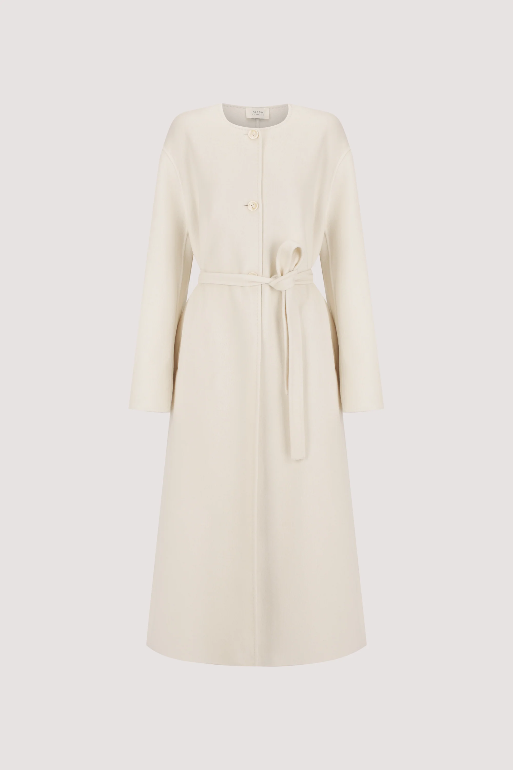 GRETA OFF WHITE COLLARLESS WOOL BLEND COAT - Image 8