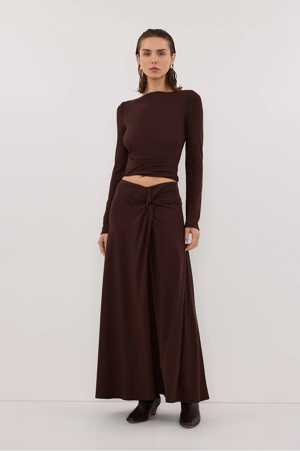 HADLEY CHOC LONG SLEEVE TWIST TOP - Image 5