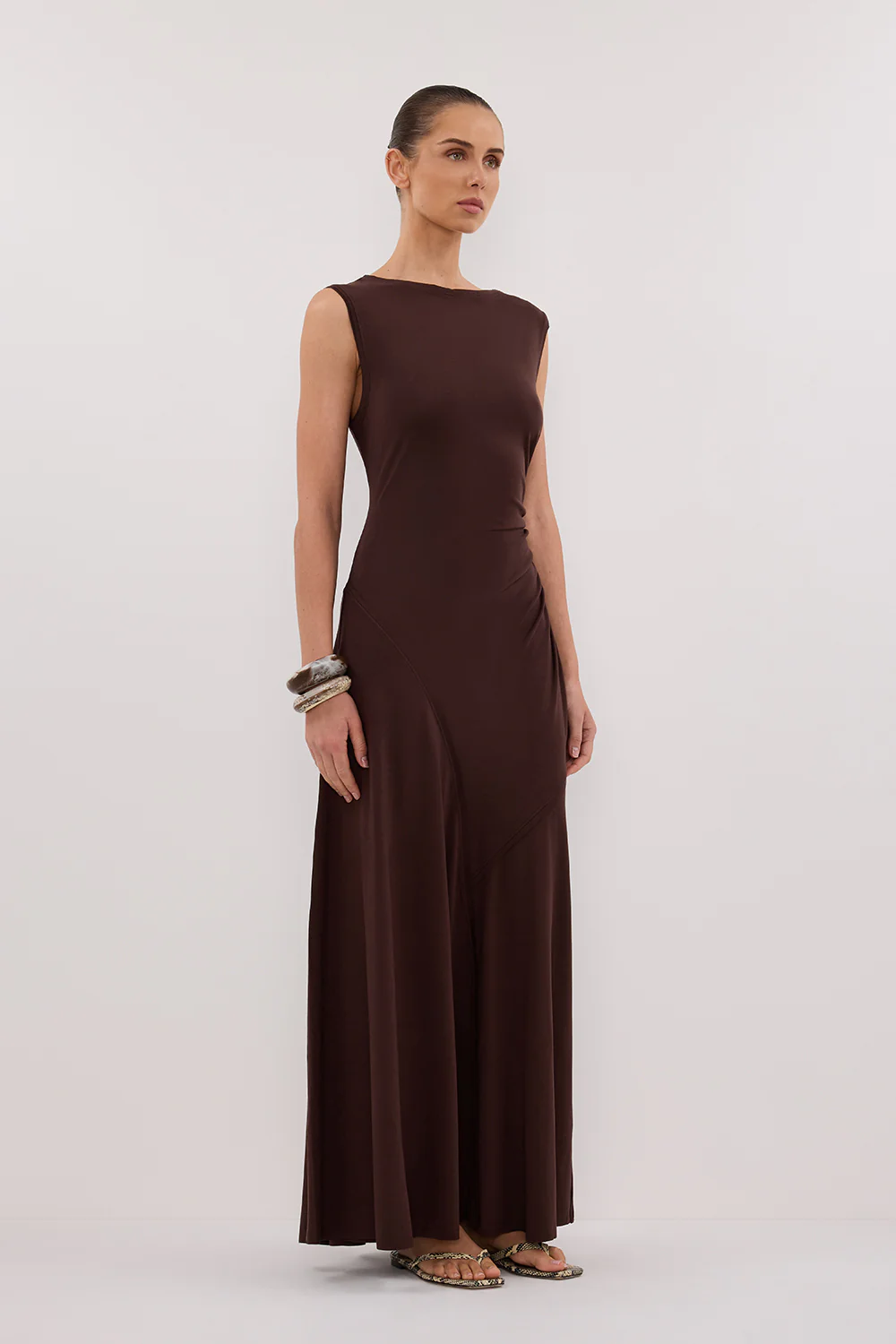 HADLEY CHOC SLEEVELESS KNIT MAXI DRESS - Image 3