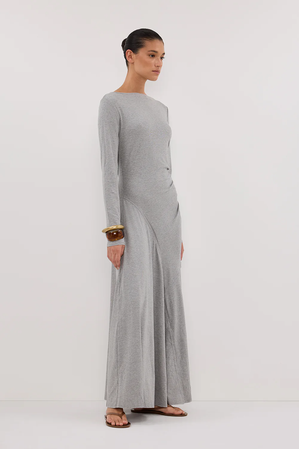HADLEY SILVER LONG SLEEVE KNIT MAXI DRESS - Image 3