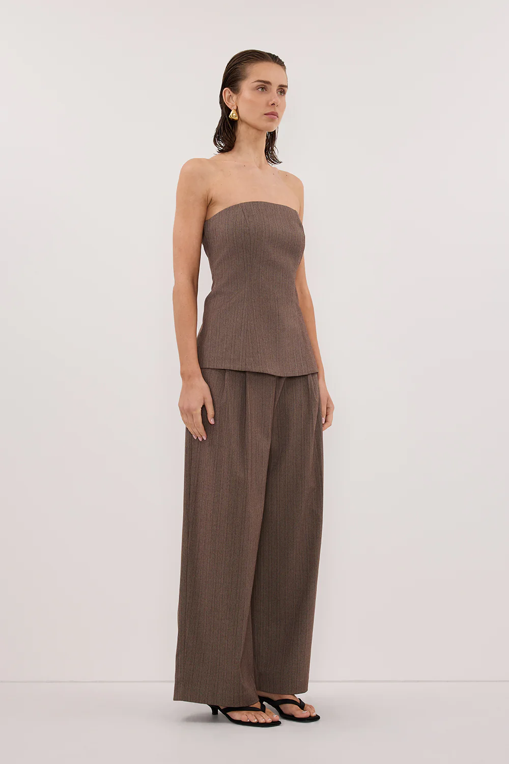 HAILEY CHOC STRAPLESS STRIPE BUSTIER TOP - Image 4