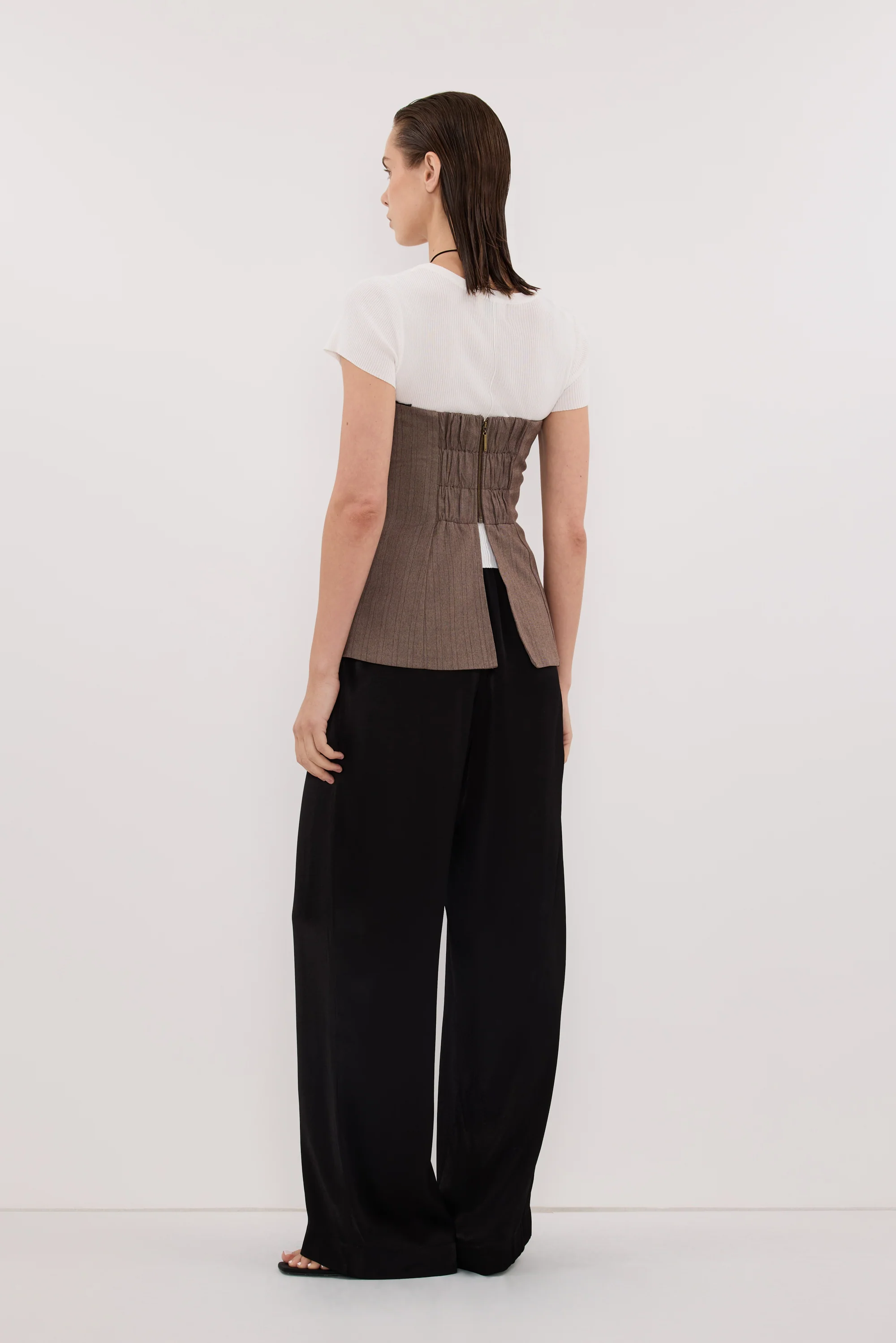 HAILEY CHOC STRAPLESS STRIPE BUSTIER TOP - Image 8