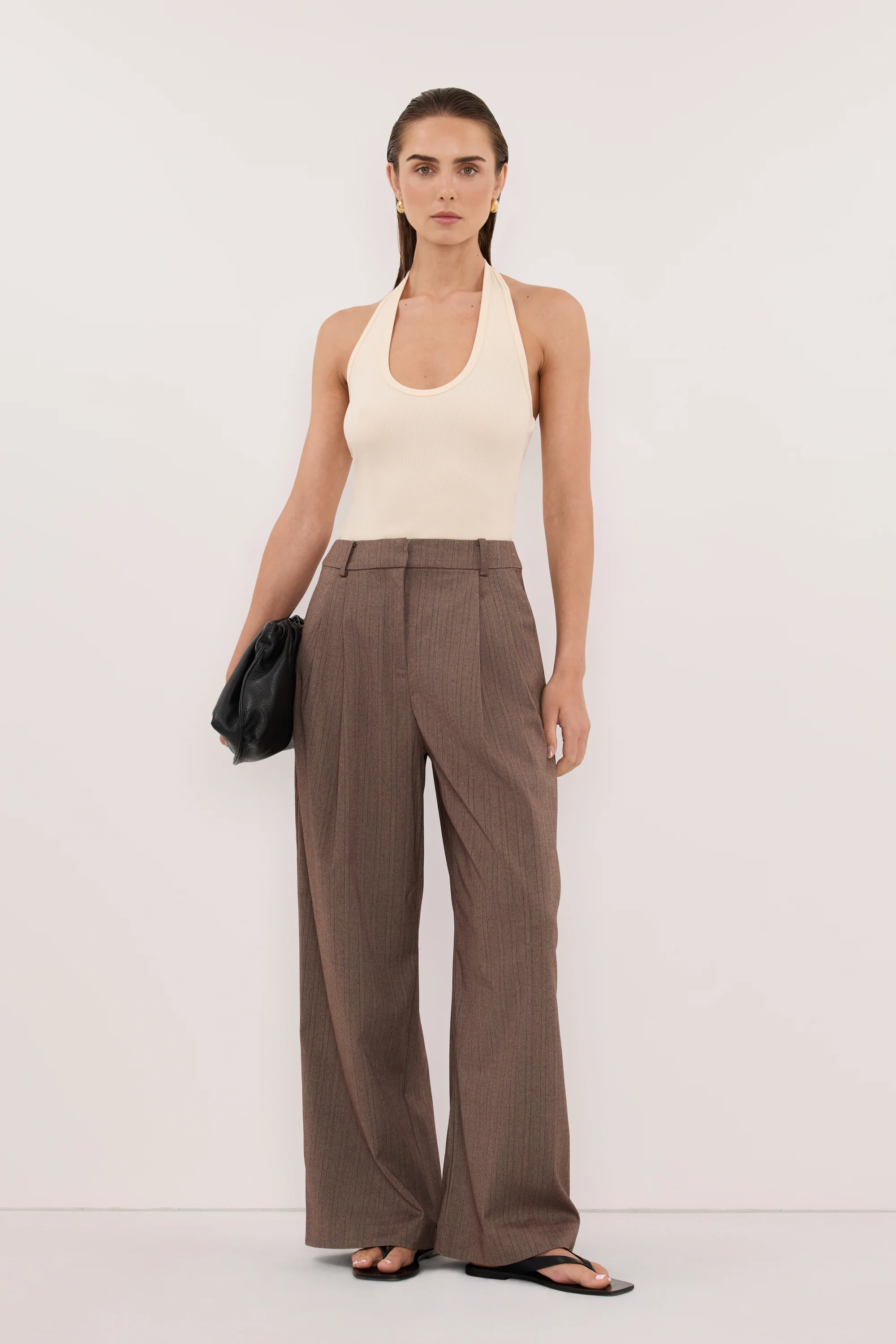 HAILEY CHOC STRIPE RELAXED PANT