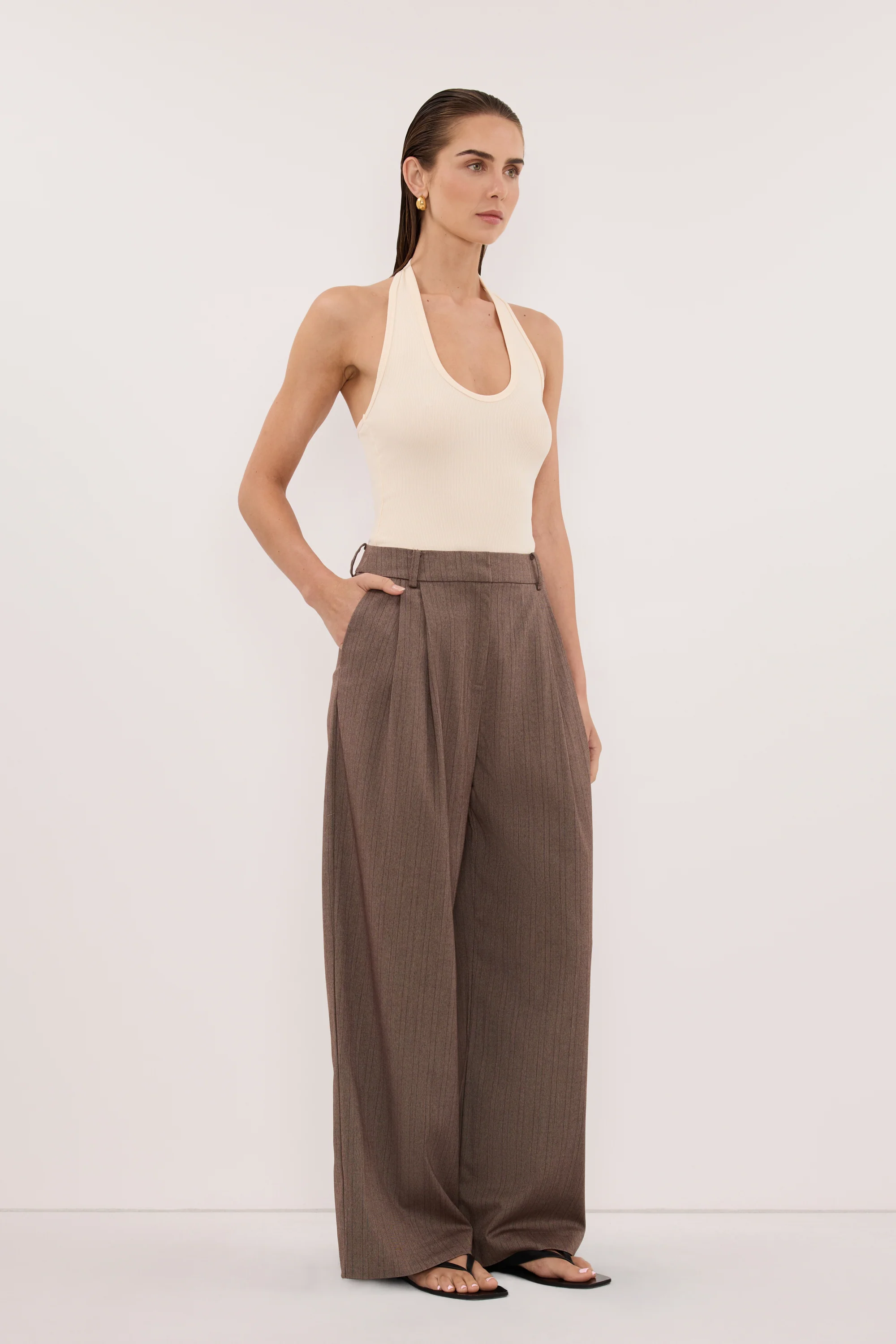 HAILEY CHOC STRIPE RELAXED PANT - Image 2