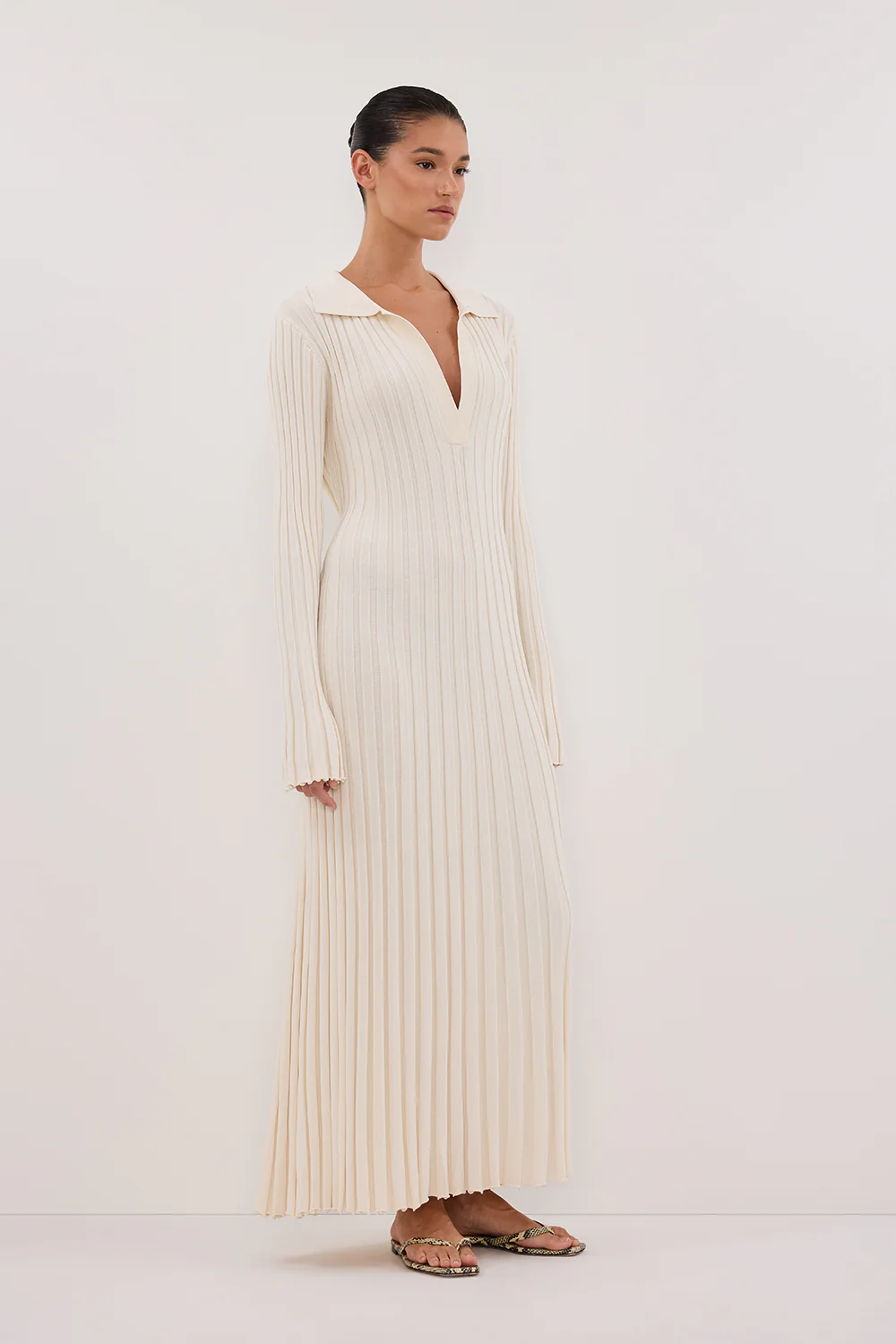 HAL PLASTER LONG SLEEVE KNIT MIDI DRESS - Image 3