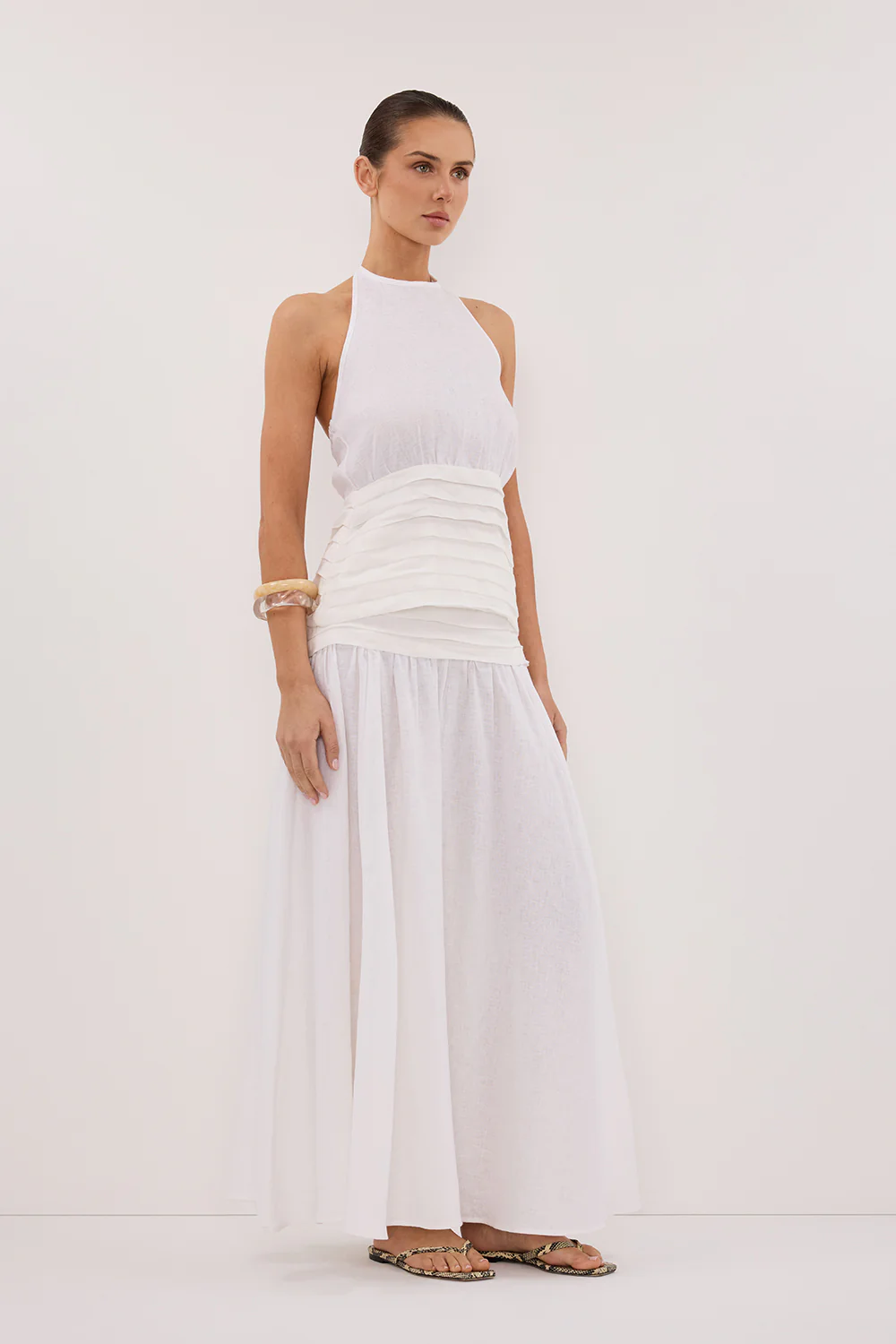 HALLIE WHITE LINEN HALTER TOP - Image 3