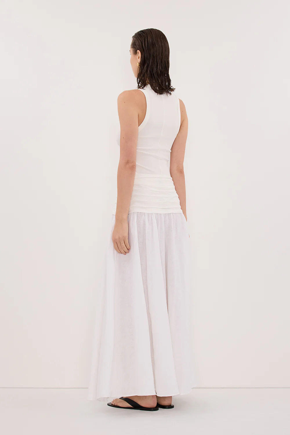 HALLIE WHITE LINEN MIDI SKIRT - Image 3