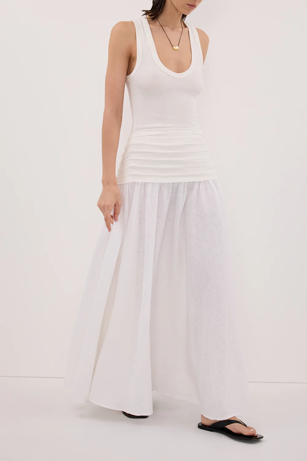 HALLIE WHITE LINEN MIDI SKIRT - Image 4