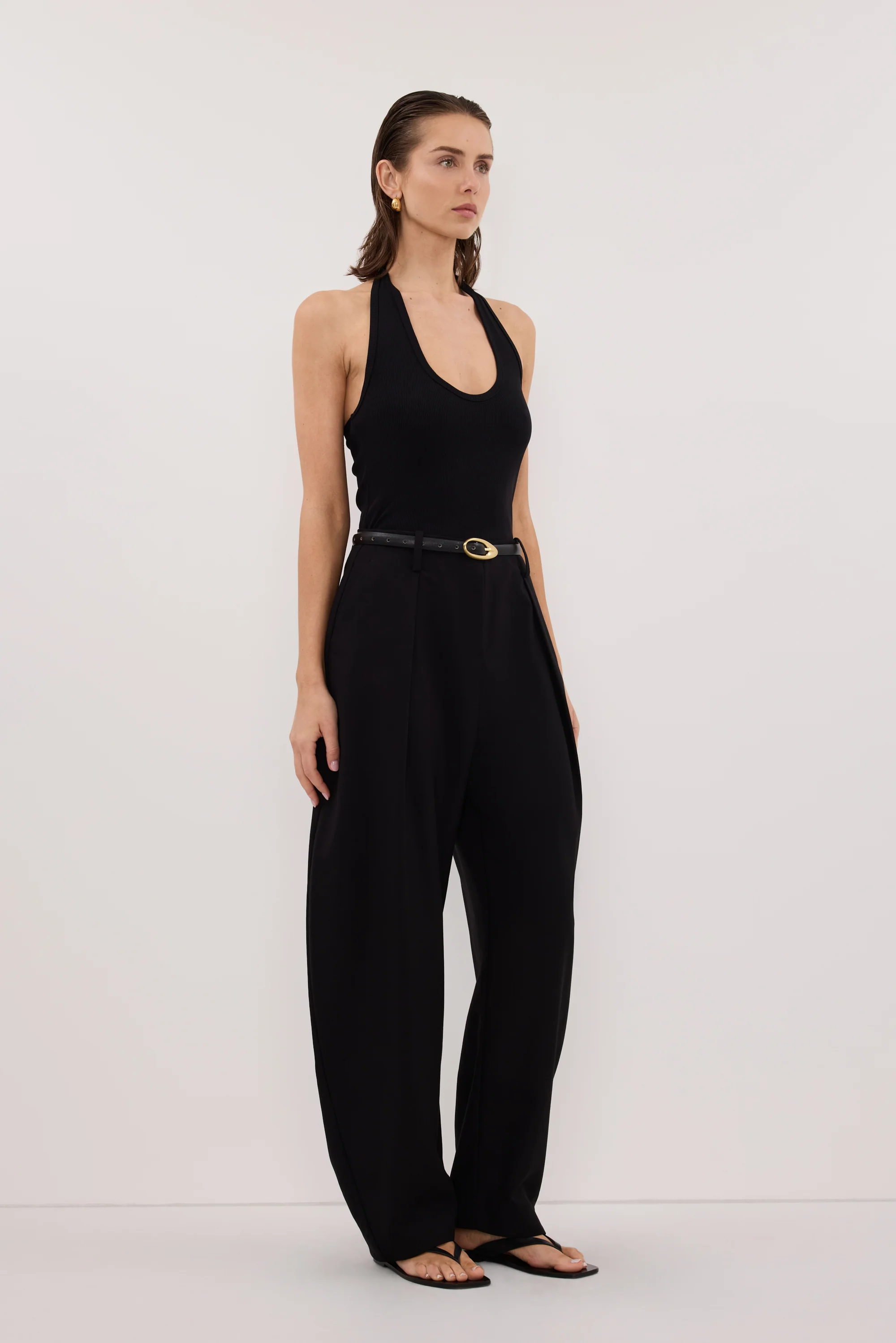 HARLAN BLACK KNIT HALTER TOP - Image 3