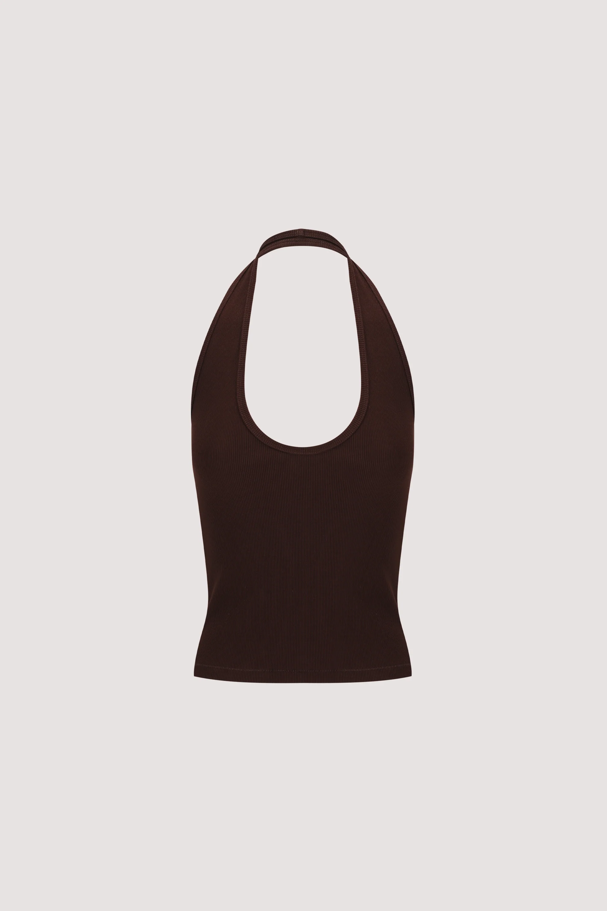 HARLAN BURNT CHOC KNIT HALTER TOP - Image 6