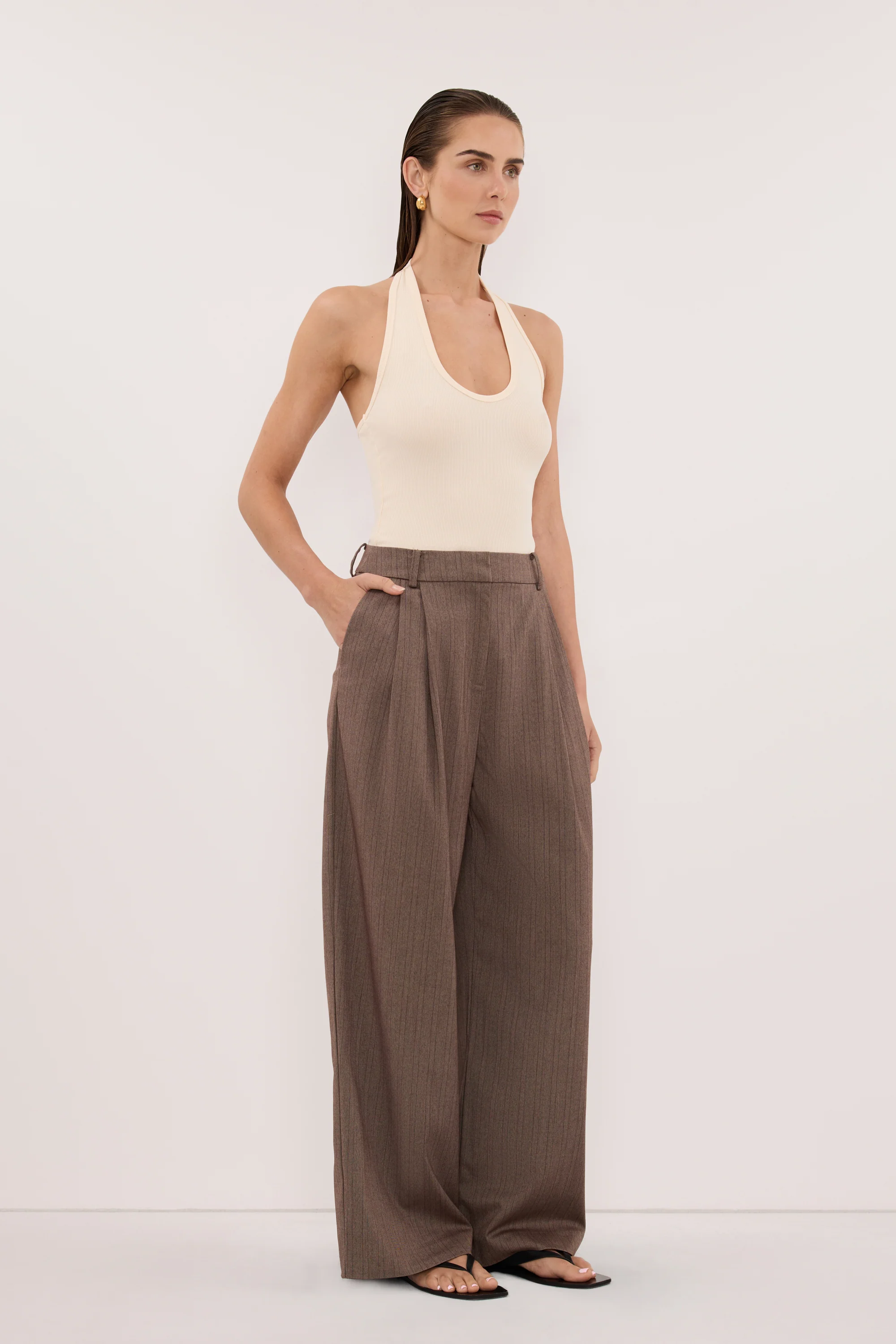 HARLAN SANDSTONE KNIT HALTER TOP - Image 3