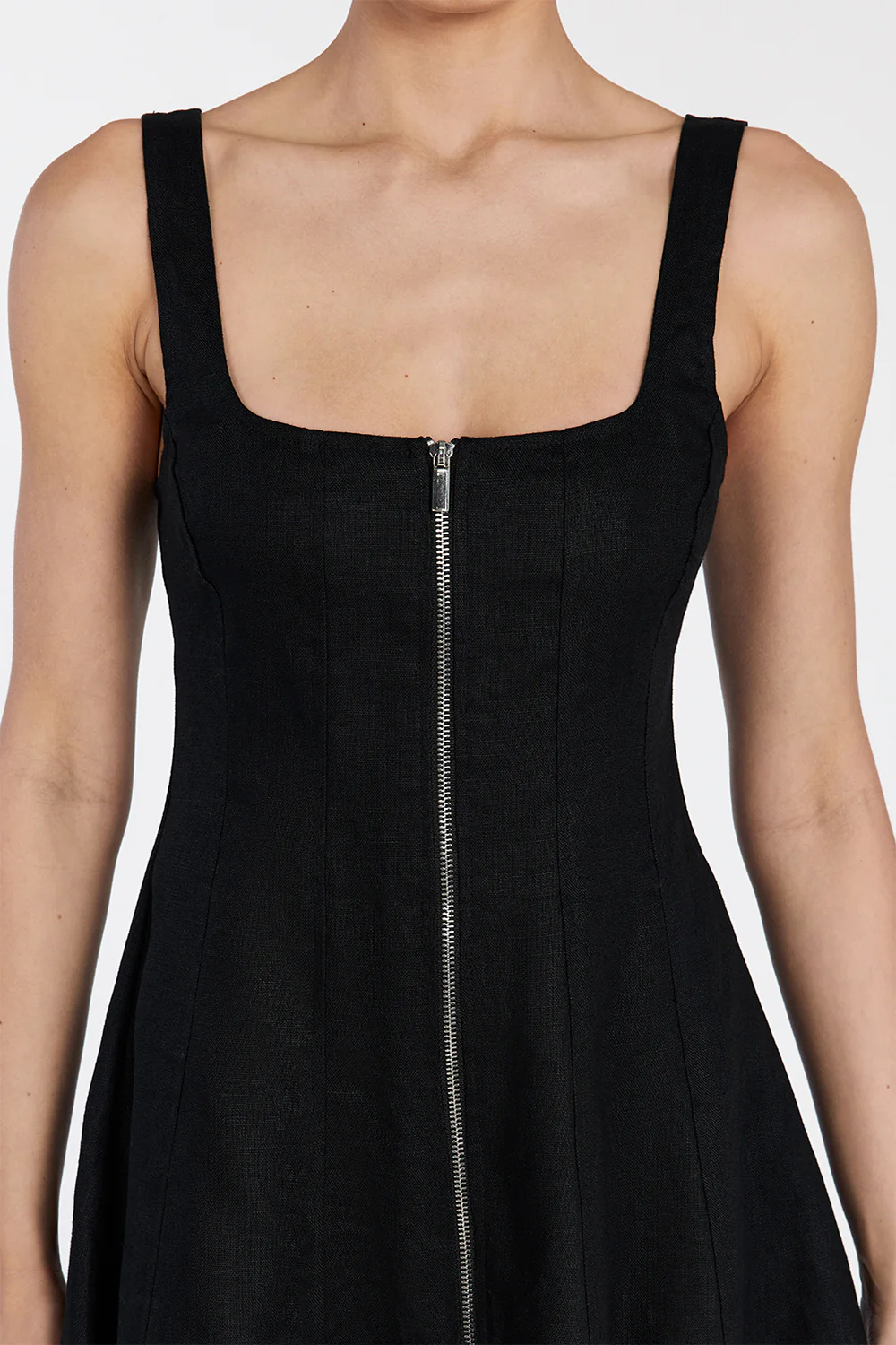 HARRIET BLACK LINEN MINI DRESS - Image 5