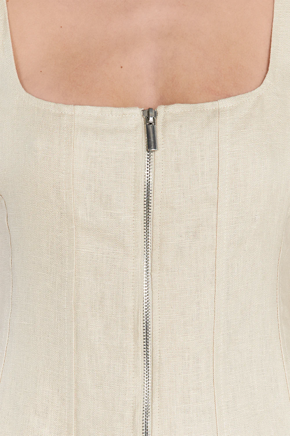HARRIET SAND LINEN MINI DRESS - Image 5