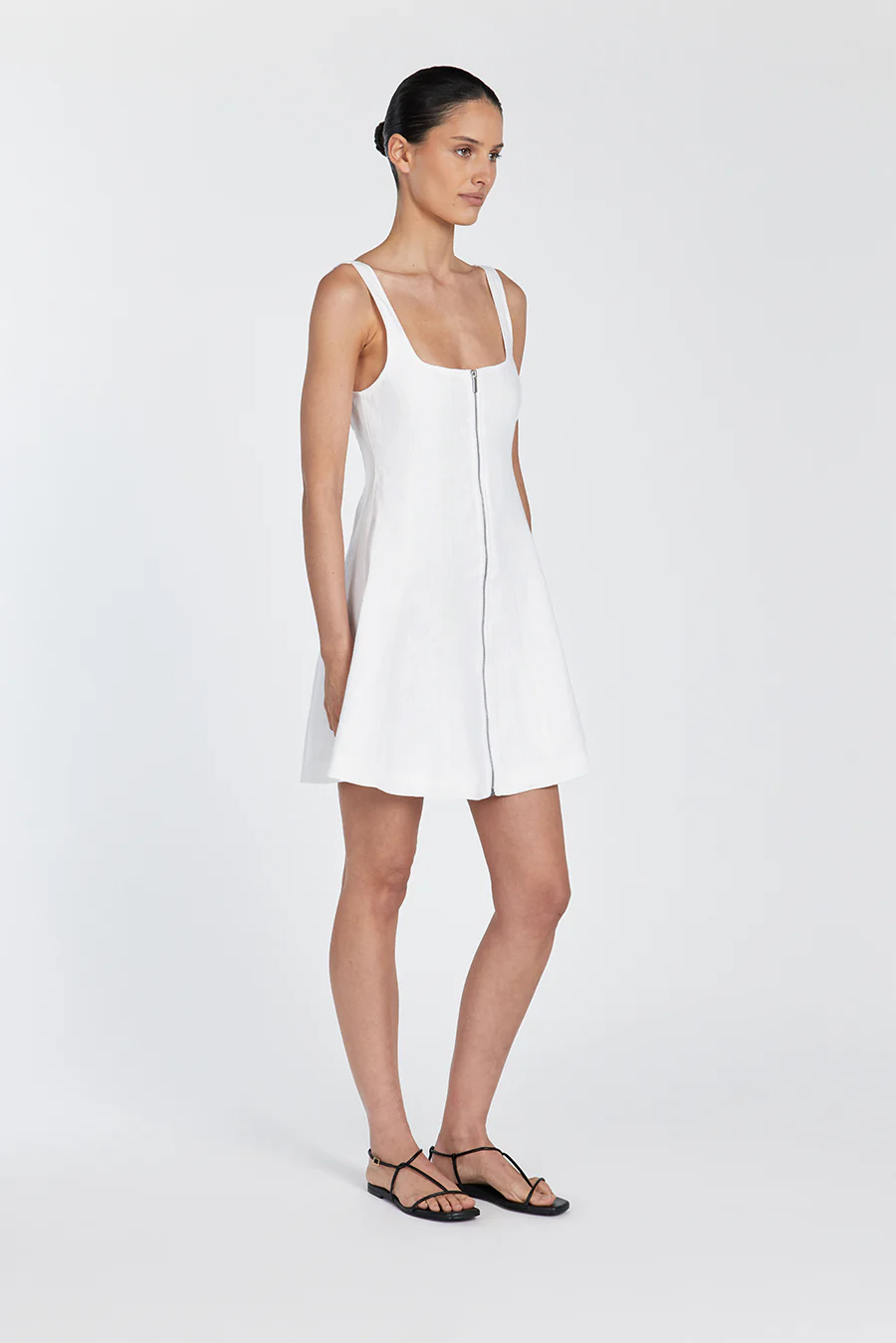 HARRIET WHITE LINEN MINI DRESS - Image 3