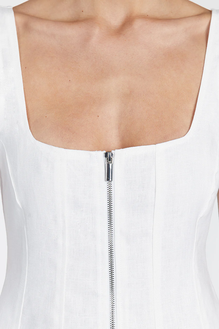 HARRIET WHITE LINEN MINI DRESS - Image 5