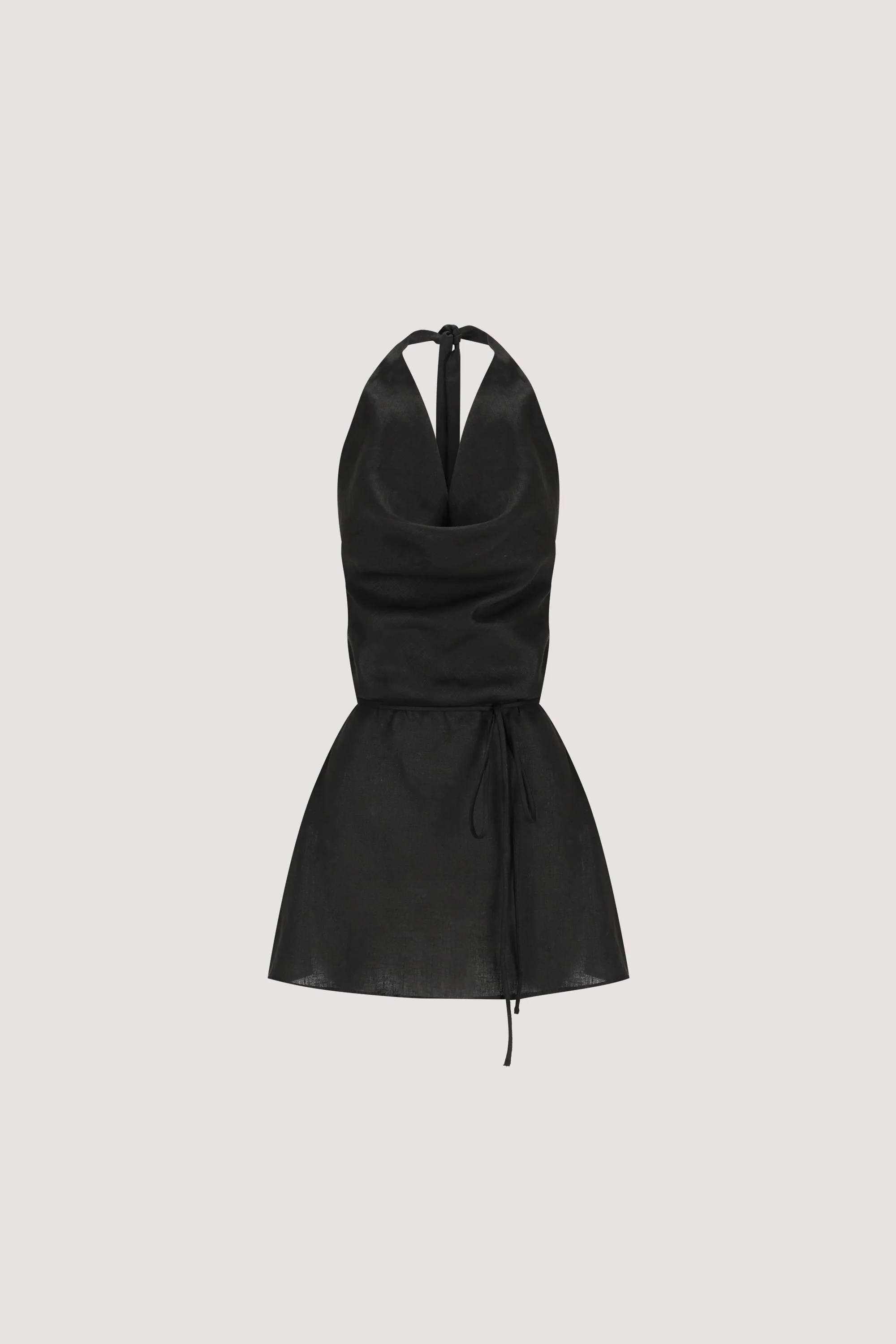 HAYLEE BLACK SLEEVELESS LINEN COWL TOP - Image 6