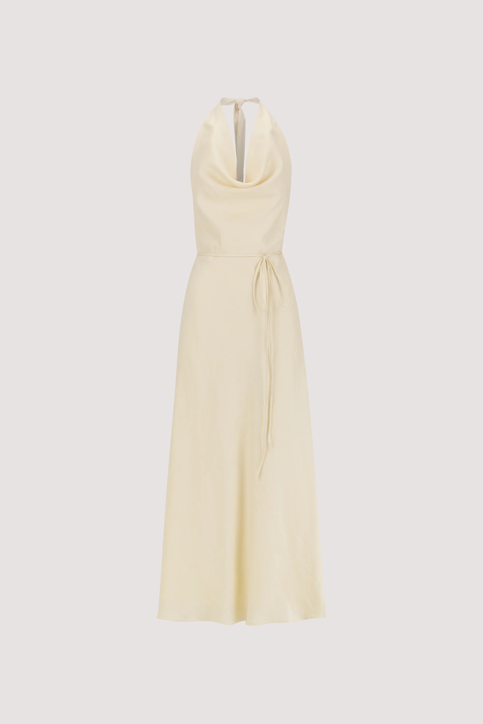 HAYLEE STRAW SLEEVELESS LINEN COWL MIDI DRESS - Image 7