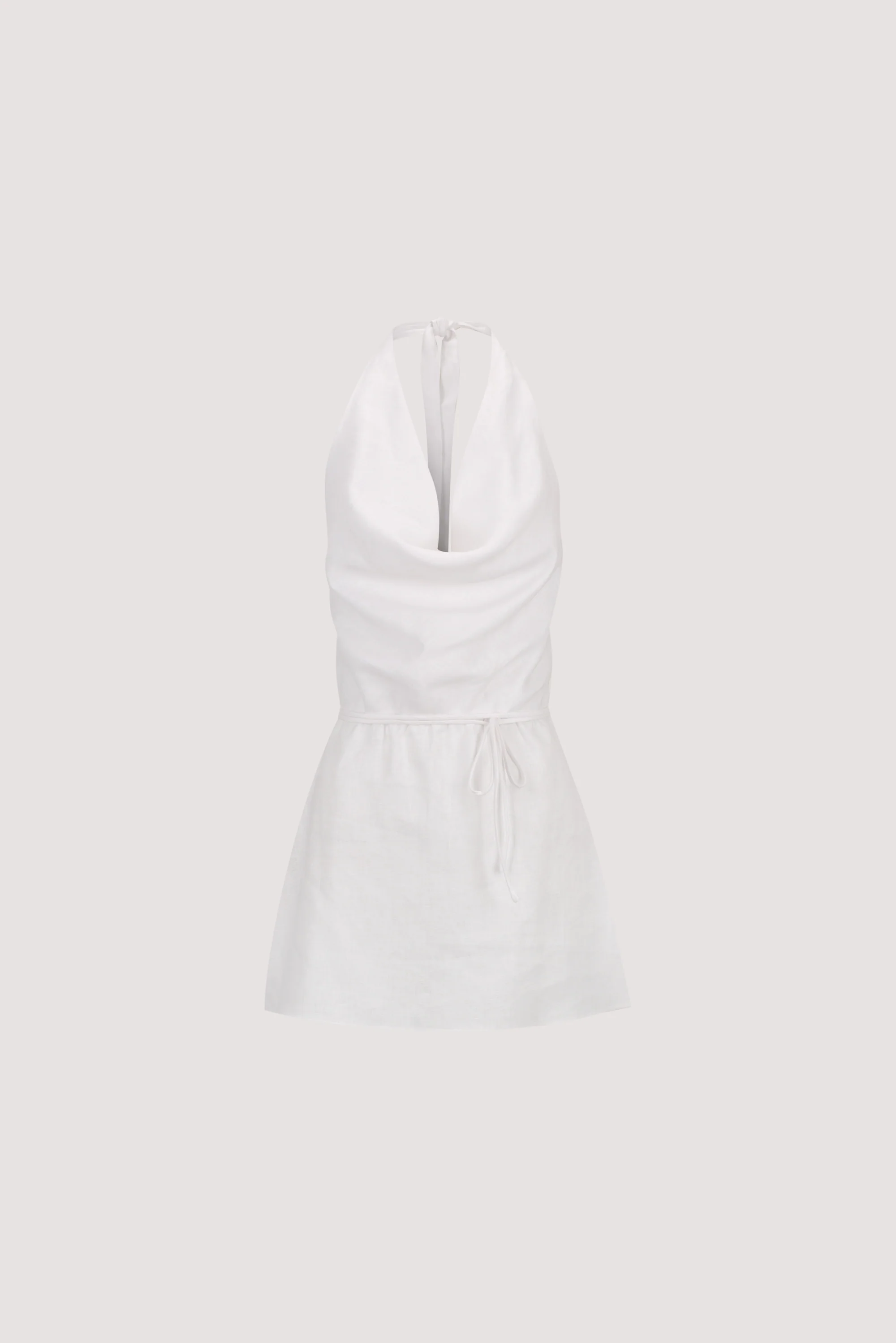 HAYLEE WHITE SLEEVELESS LINEN COWL TOP - Image 7