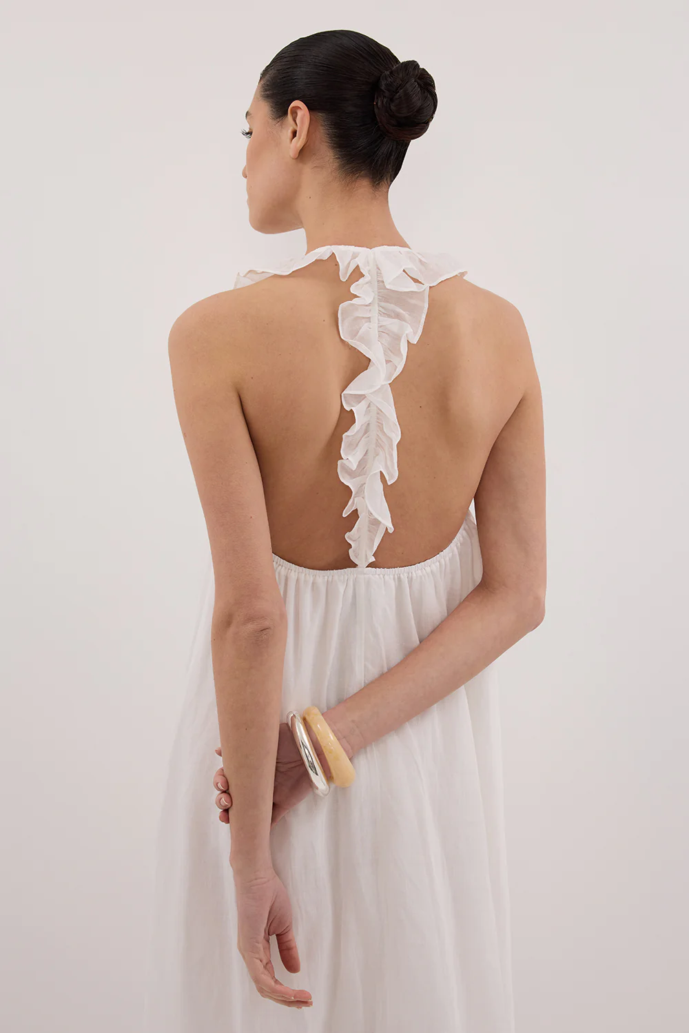HAZEL WHITE RAMIE SLEEVELESS MIDI DRESS - Image 2