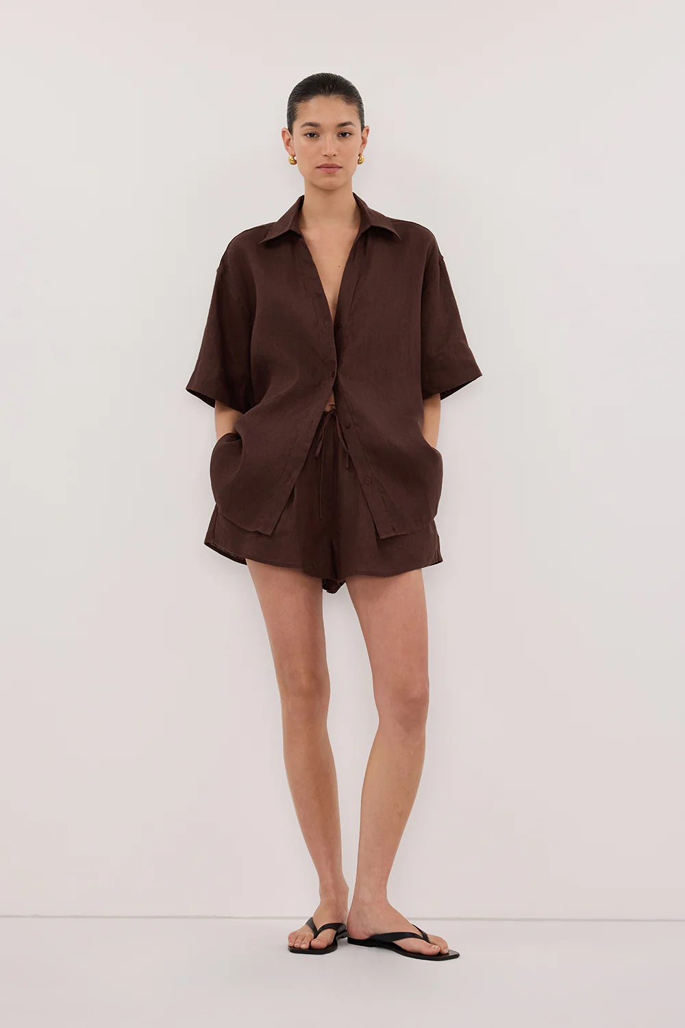 HELENA COCOA LINEN SHORT - Image 2