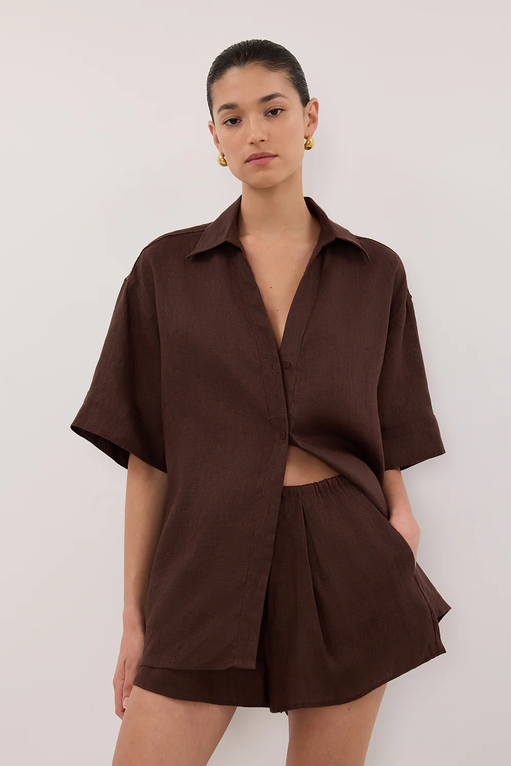 HELENA COCOA LINEN SHORT - Image 3