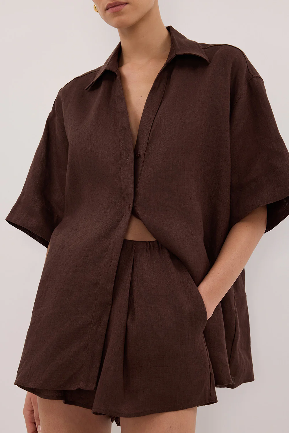 HELENA COCOA LINEN SHORT - Image 6