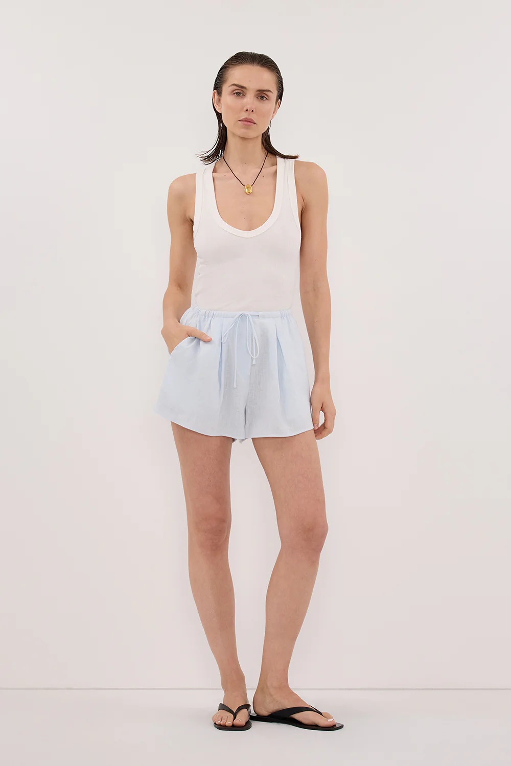 HELENA CORNFLOWER LINEN SHORT - Image 6