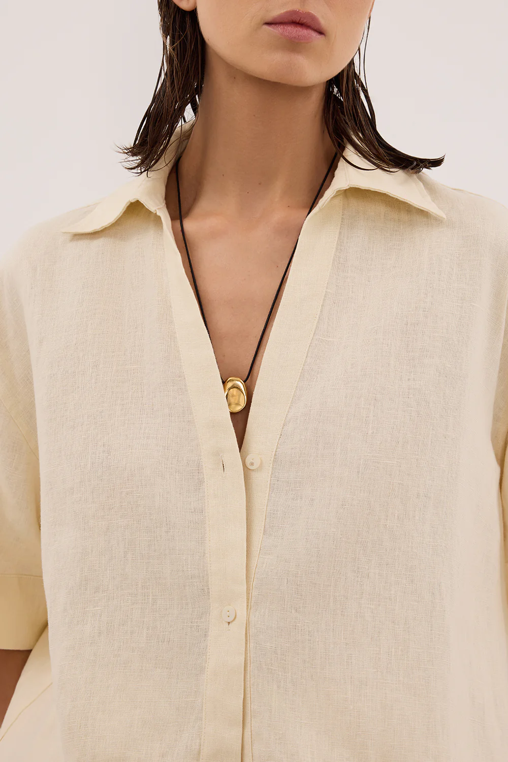 HELENA STRAW OVERSIZED LINEN SHIRT - Image 5