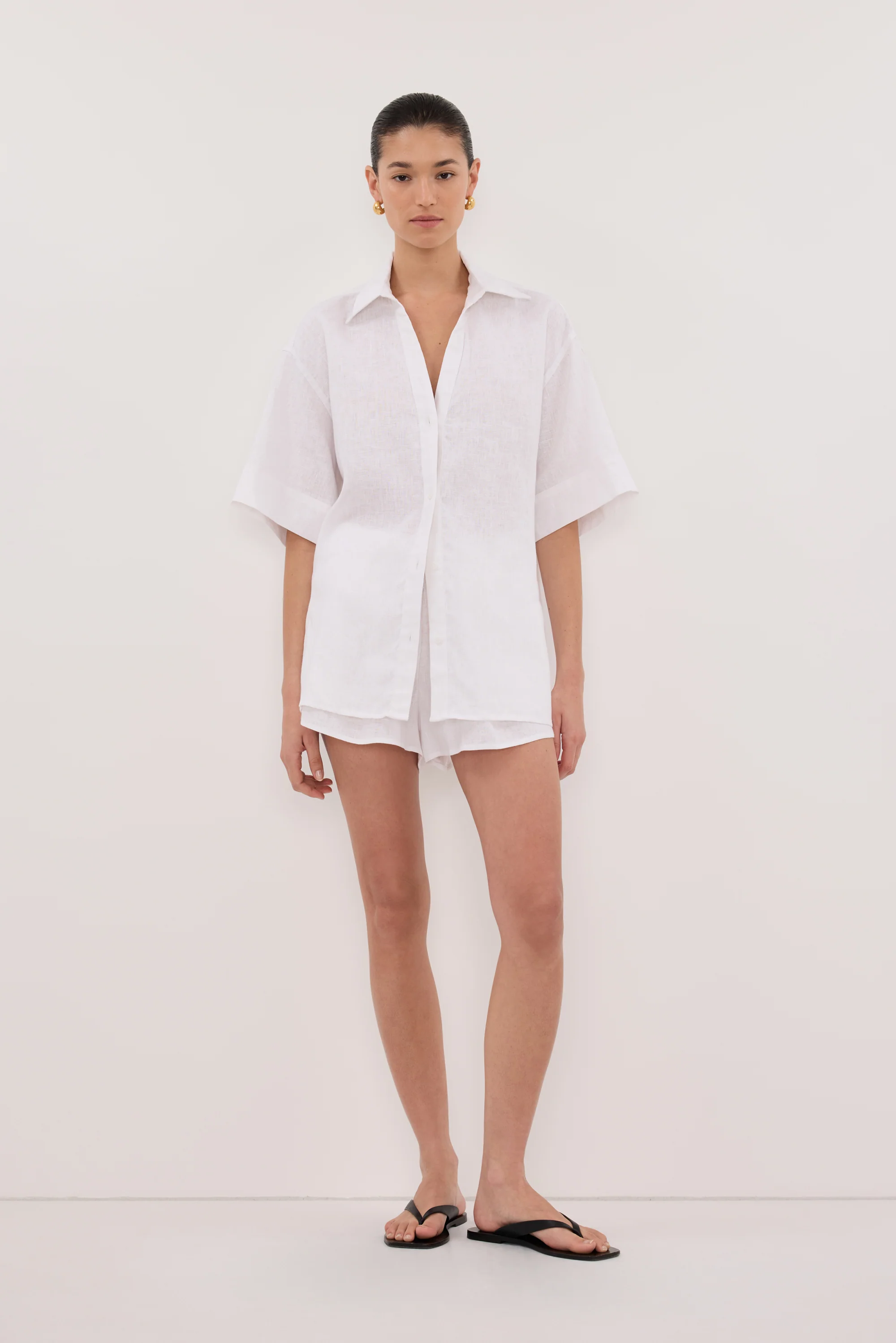 HELENA WHITE OVERSIZED LINEN SHIRT