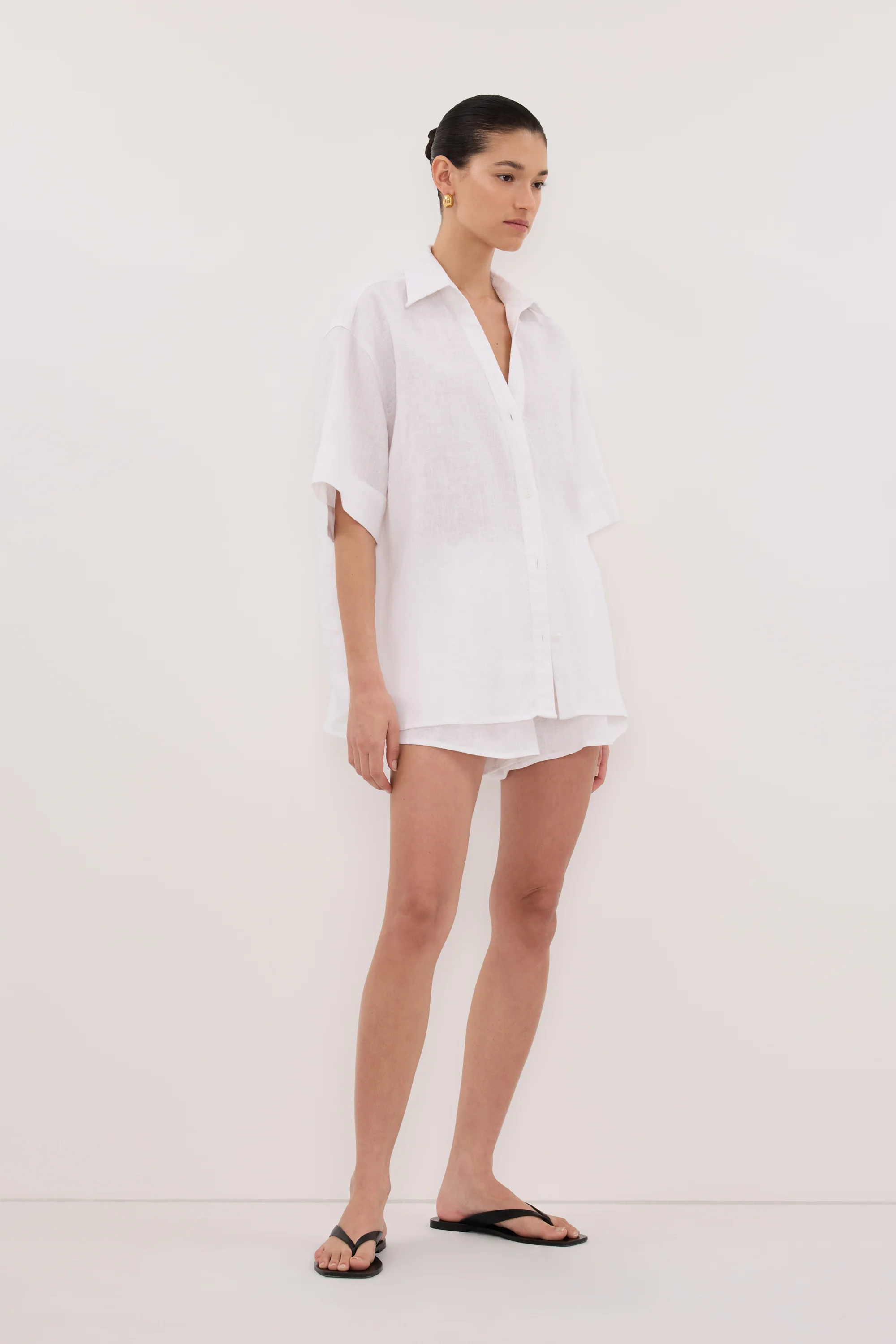 HELENA WHITE OVERSIZED LINEN SHIRT - Image 3