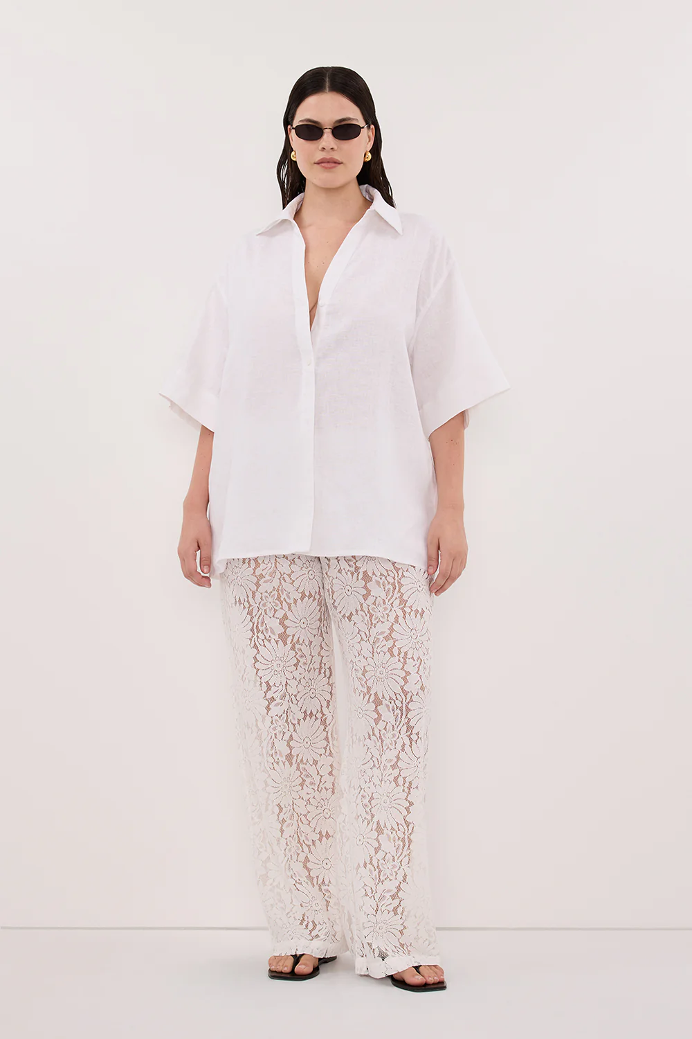 HELENA WHITE OVERSIZED LINEN SHIRT - Image 6