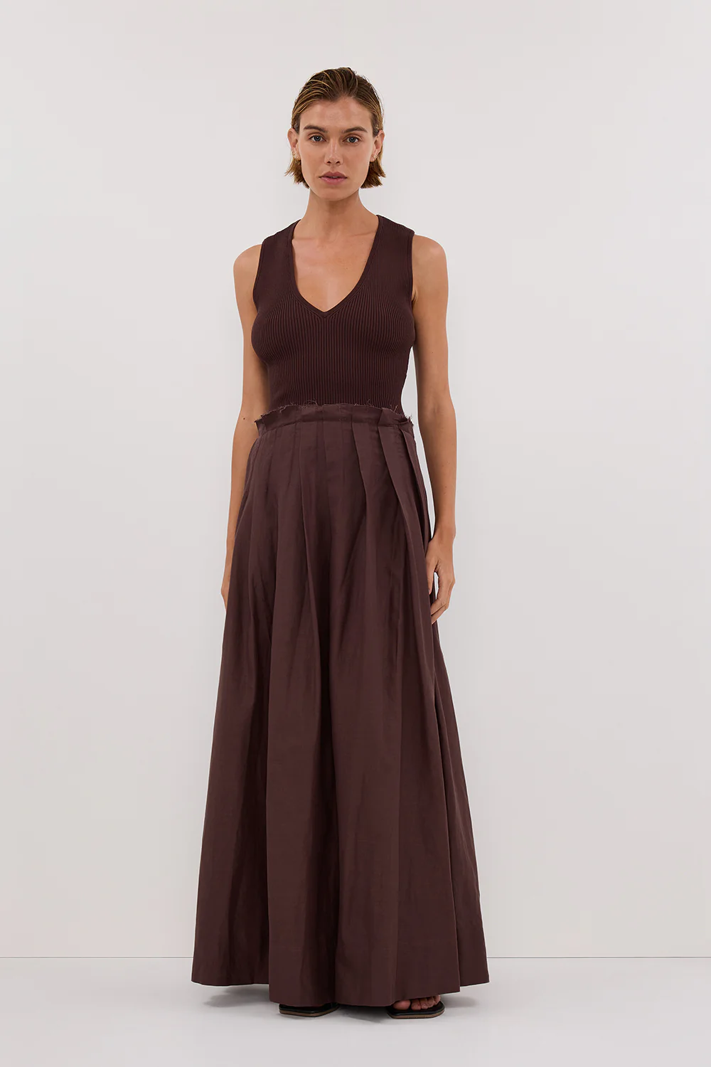 HOLLY BITTER CHOC HYBRID MIDI DRESS - Image 3