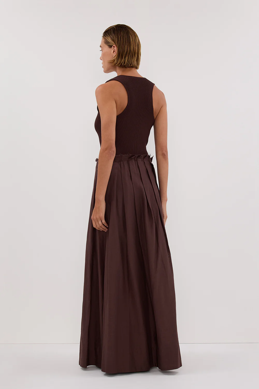 HOLLY BITTER CHOC HYBRID MIDI DRESS - Image 5