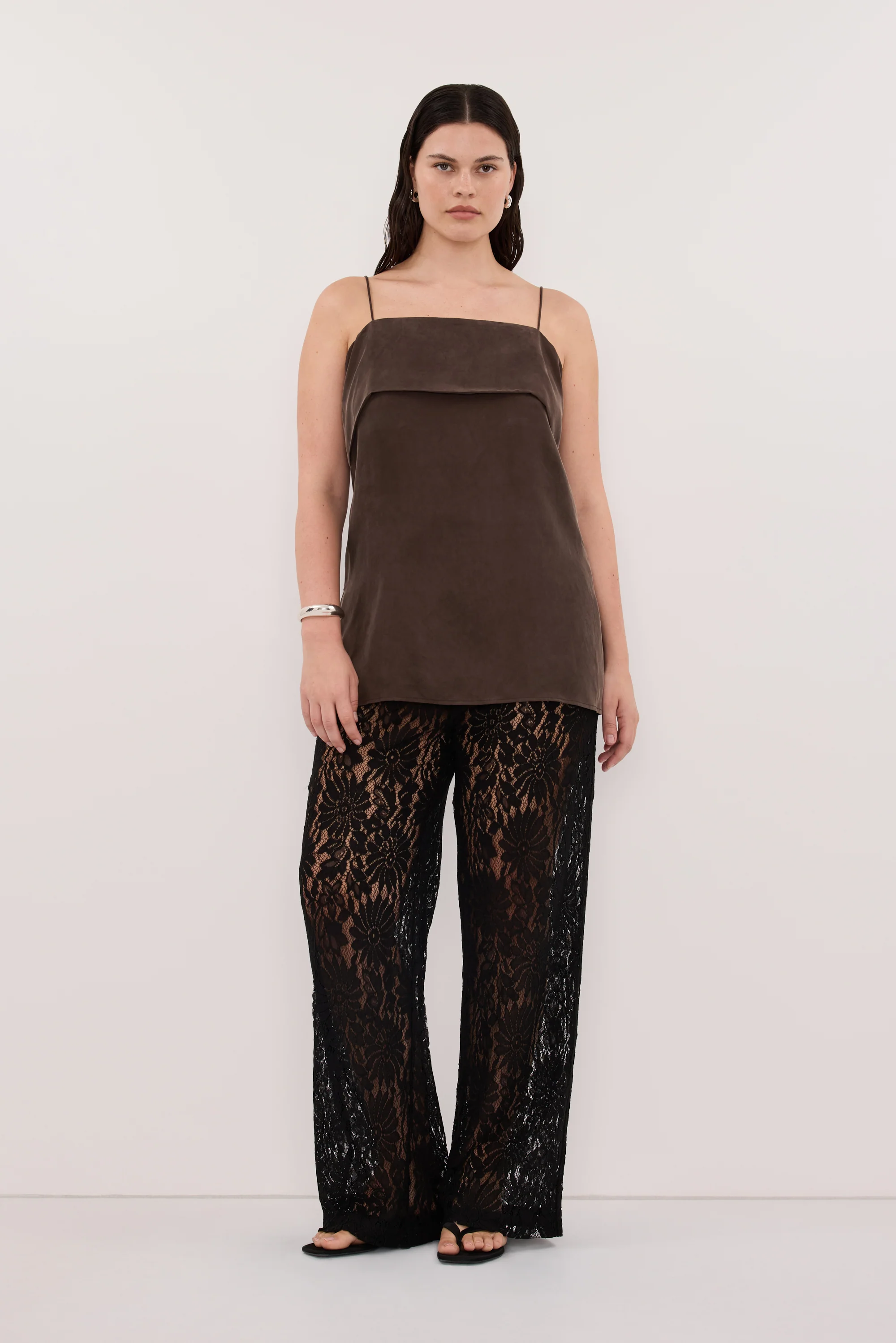 IDA BITTER CHOC SLEEVELESS FOLDOVER CAMI TOP - Image 5