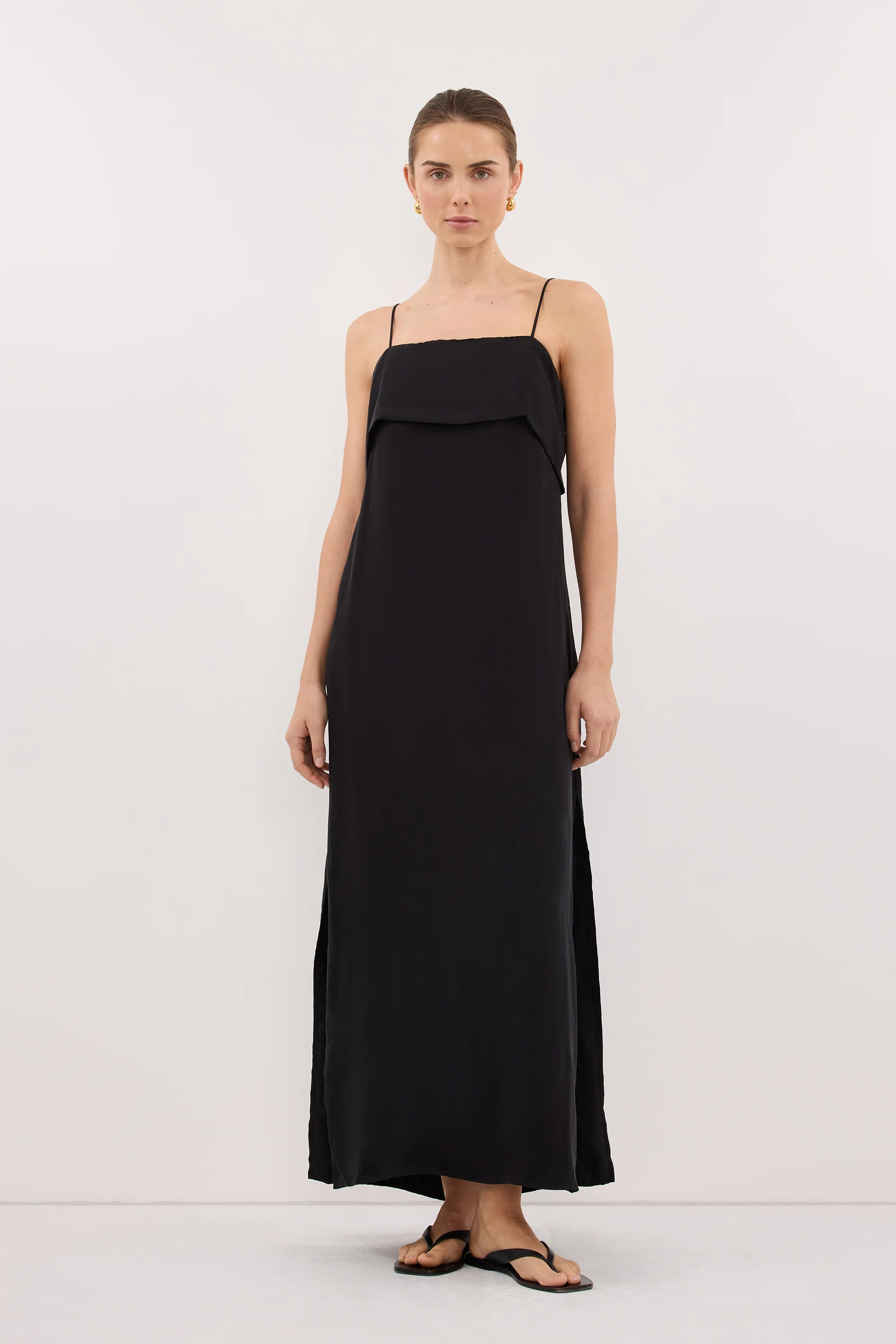 IDA BLACK CUPRO MIDI DRESS