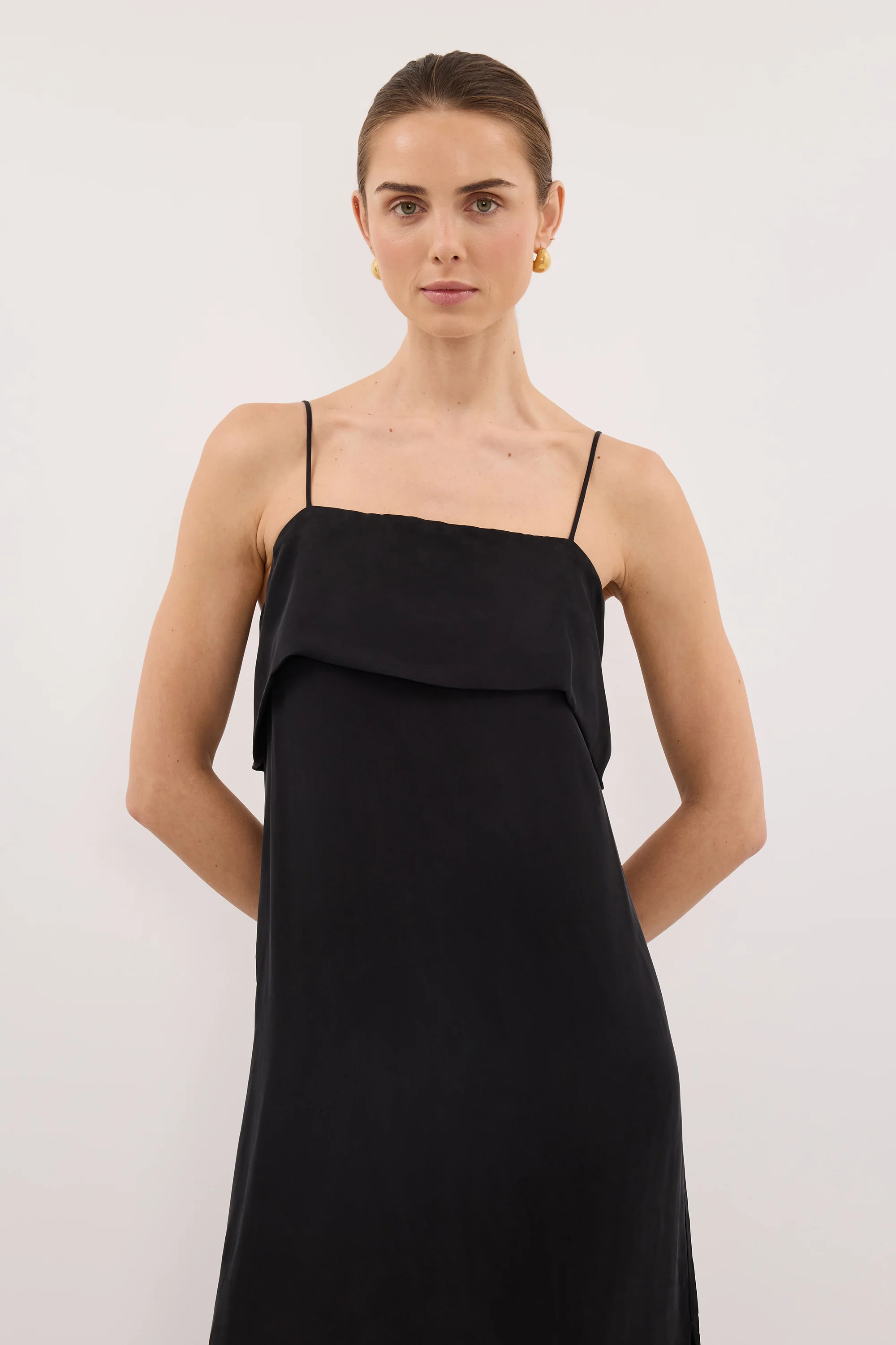 IDA BLACK CUPRO MIDI DRESS - Image 2
