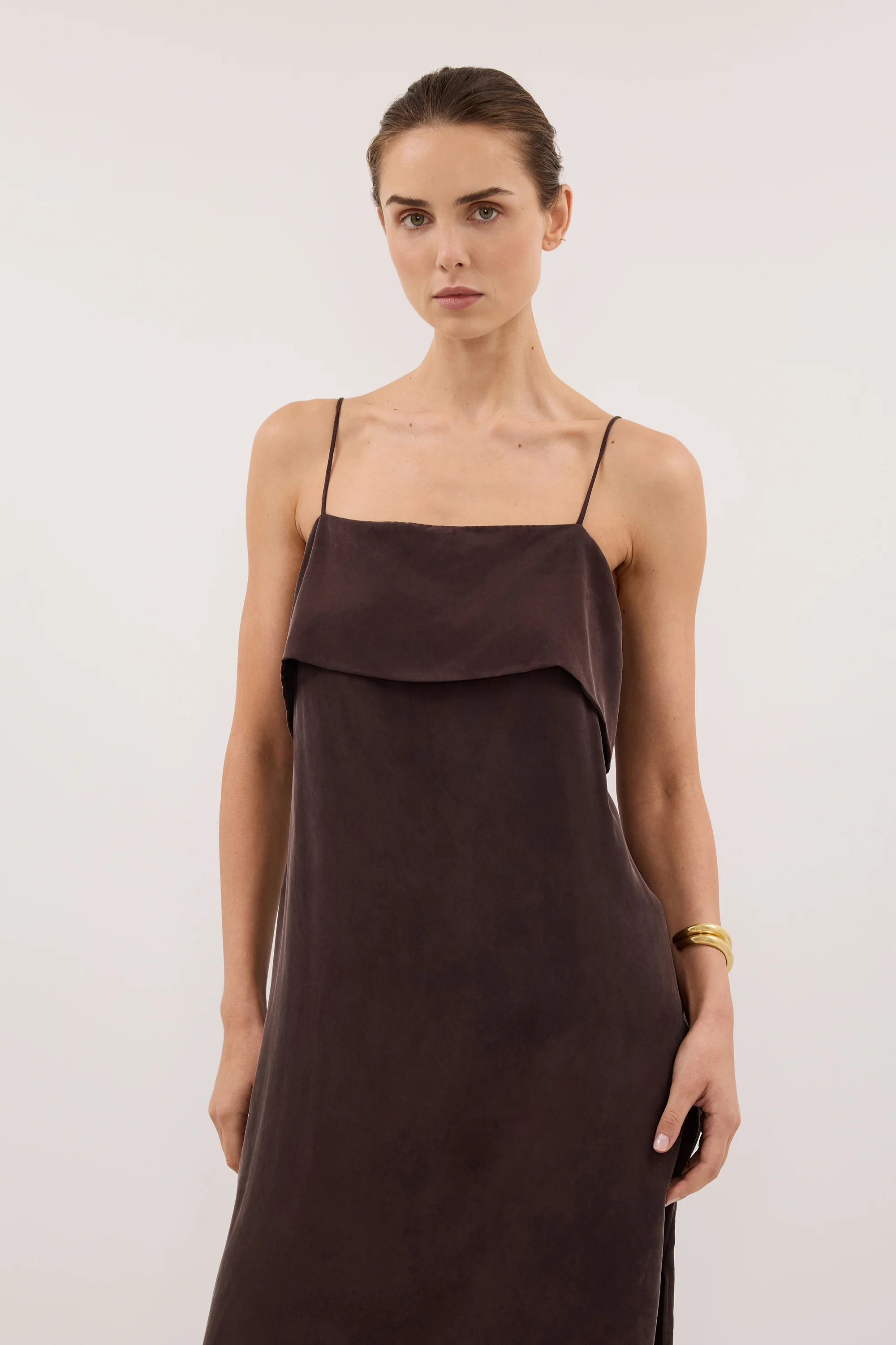 IDA PLUM CHOC CUPRO MIDI DRESS - Image 2
