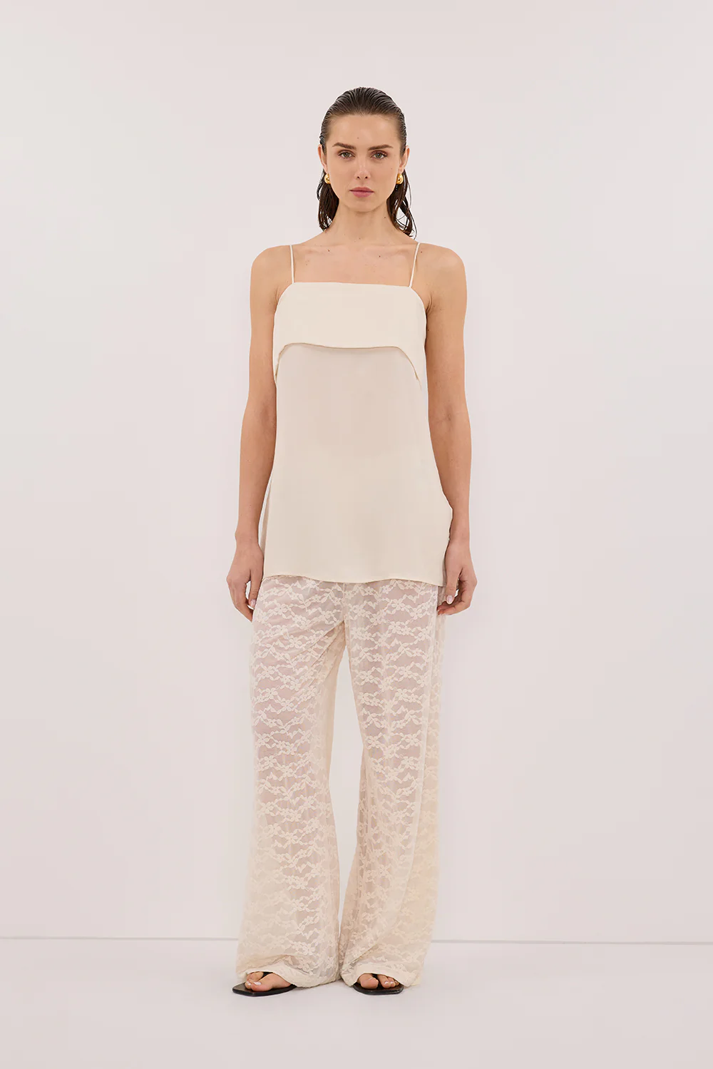 IDA SANDSTONE SLEEVELESS FOLDOVER CAMI TOP